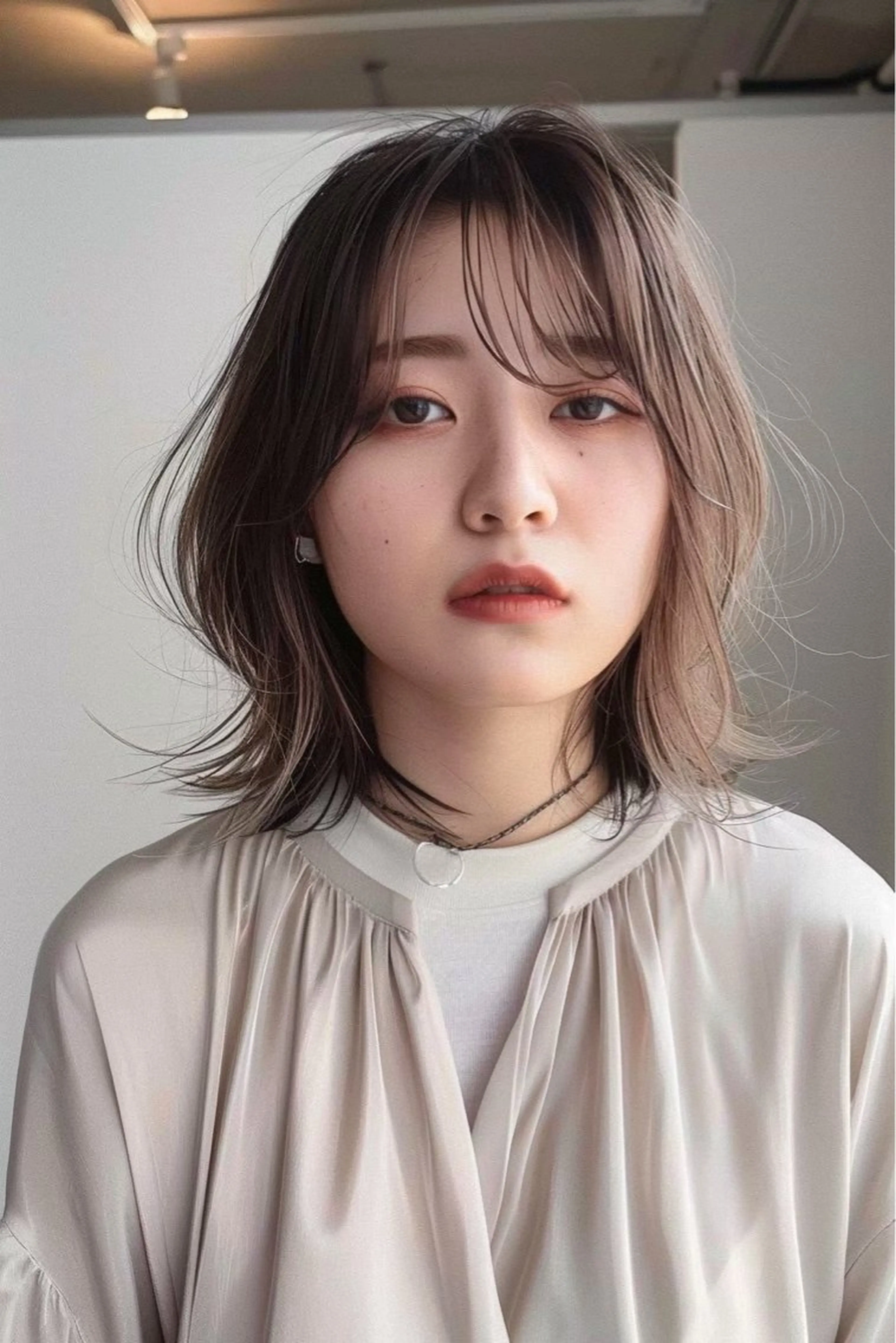 ミディアム カラー カット ヘアカラー トリートメント 最新ケアカラー 髪質改善YUTOのヘアスタイル