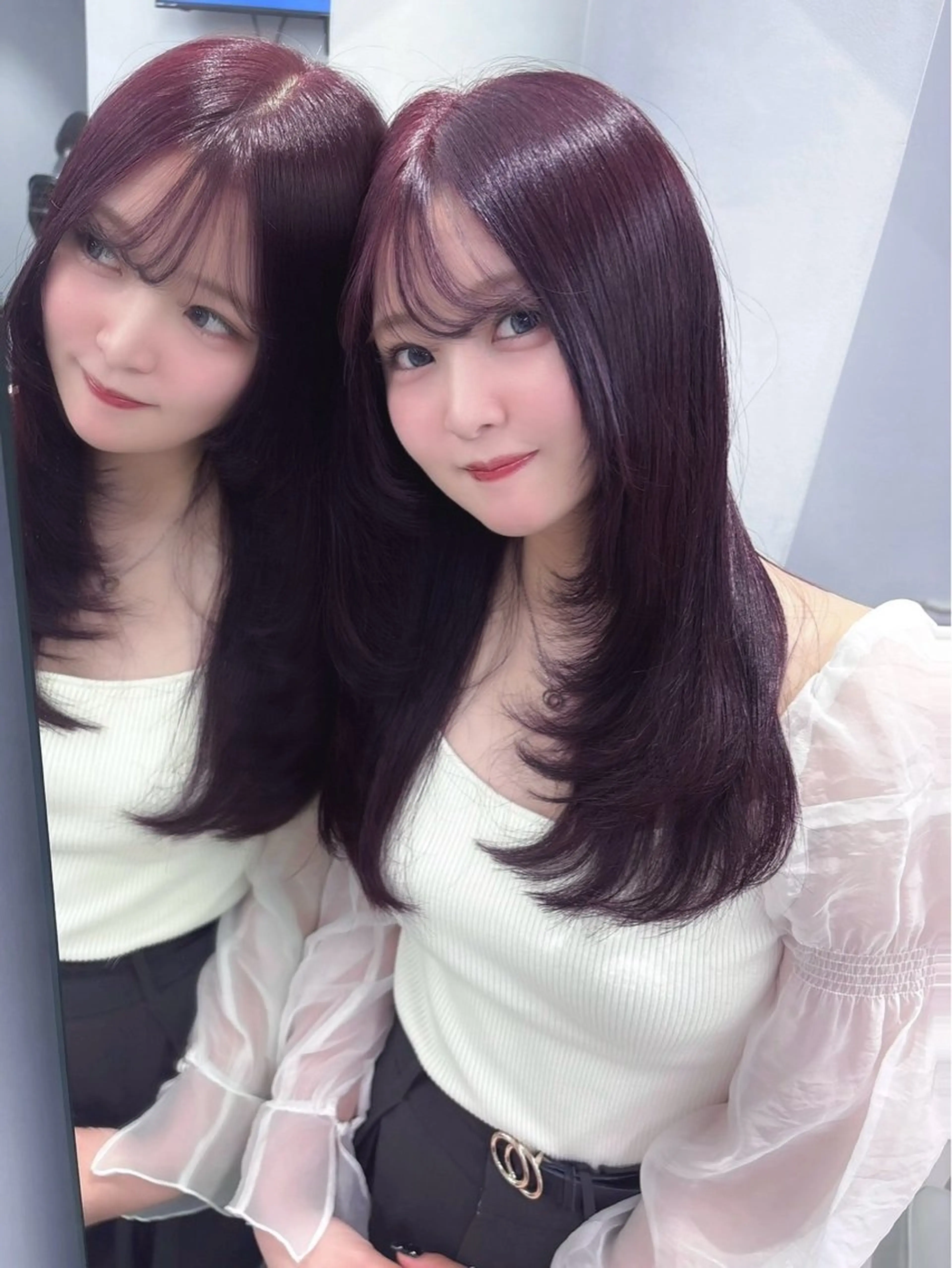 ロング 顔周りカット レイヤーカット 韓国ヘア/髪質改善/ レイヤー/あおし🐼のヘアスタイル