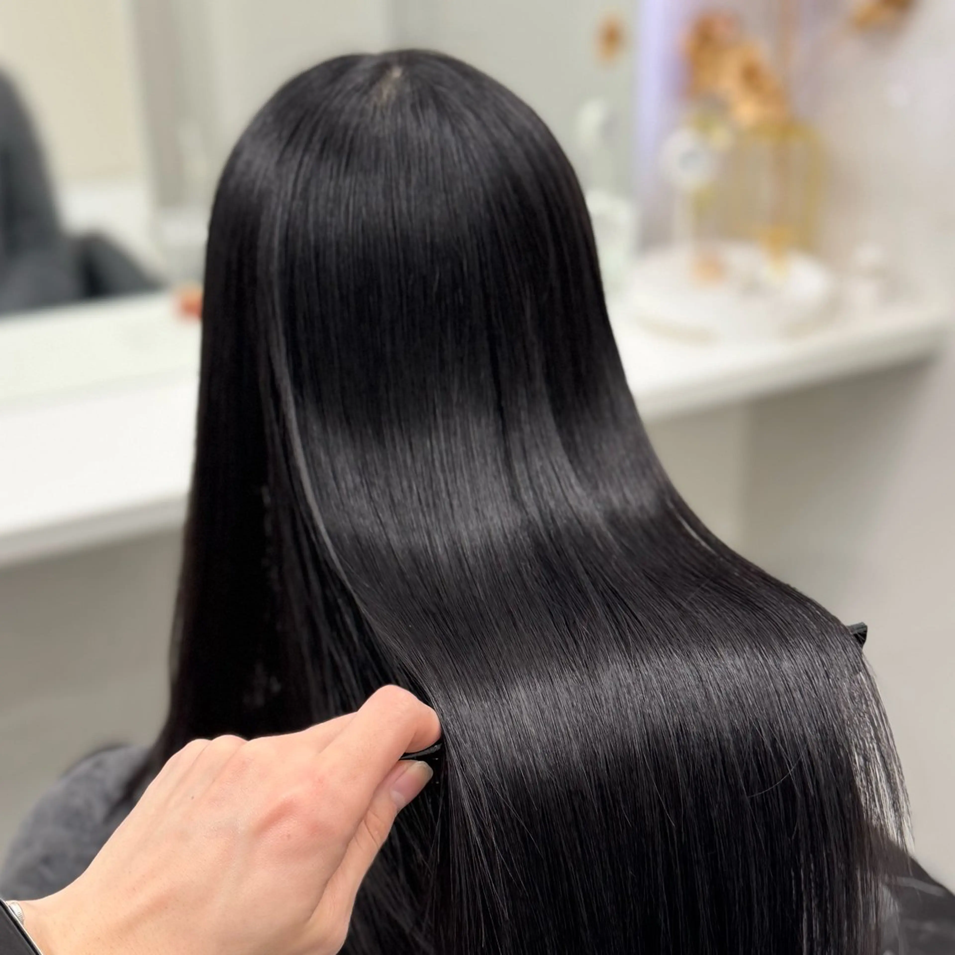 ロング パーマ 髪質改善 縮毛矯正 トリートメント ヘアカラー トリートメント ブリーチなし Ⅰ 髪質改善カラーのヘアスタイル