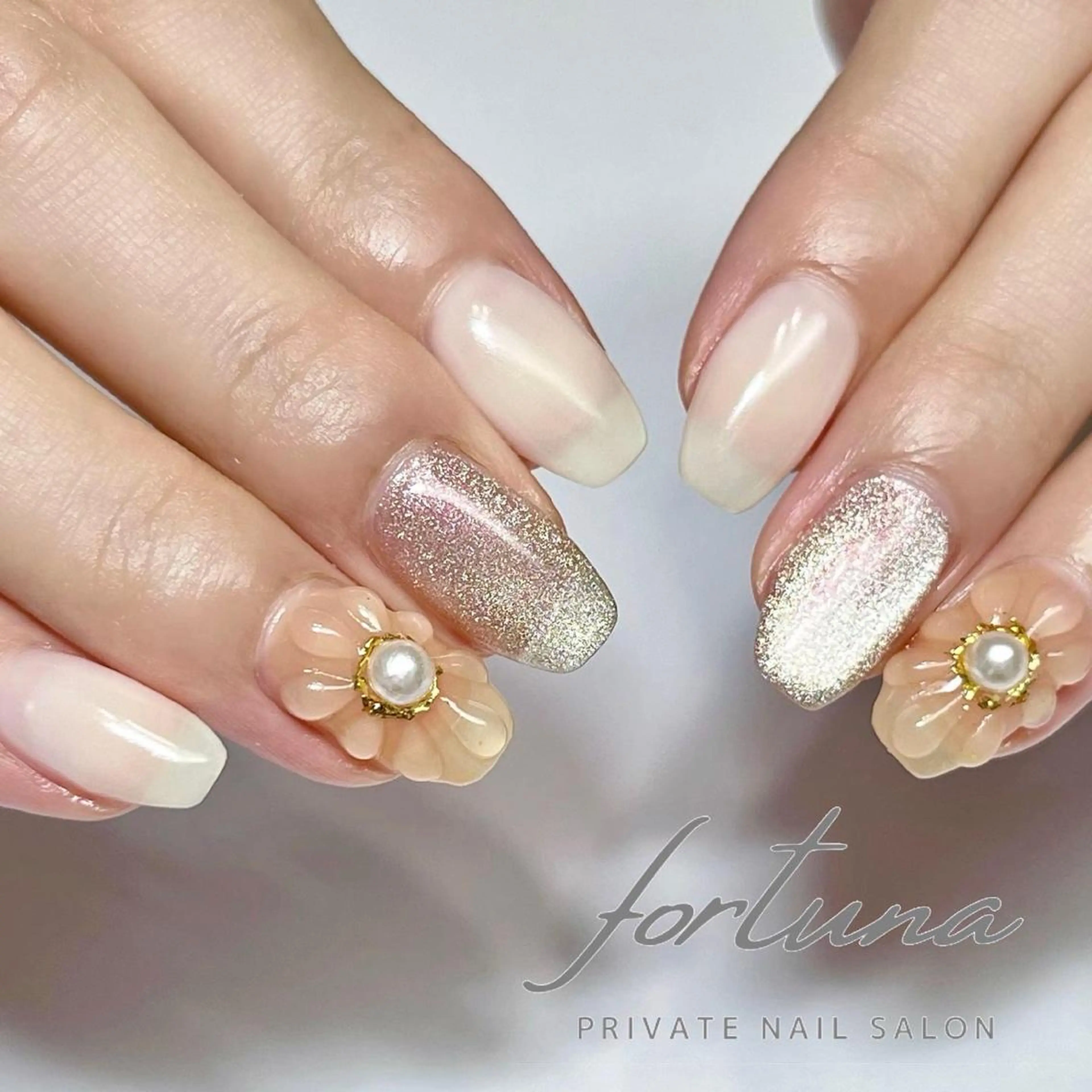 ネイル フラワーネイル マグネットネイル ぷっくりネイル ハンドネイル fortuna 武藤裕美のネイルデザイン