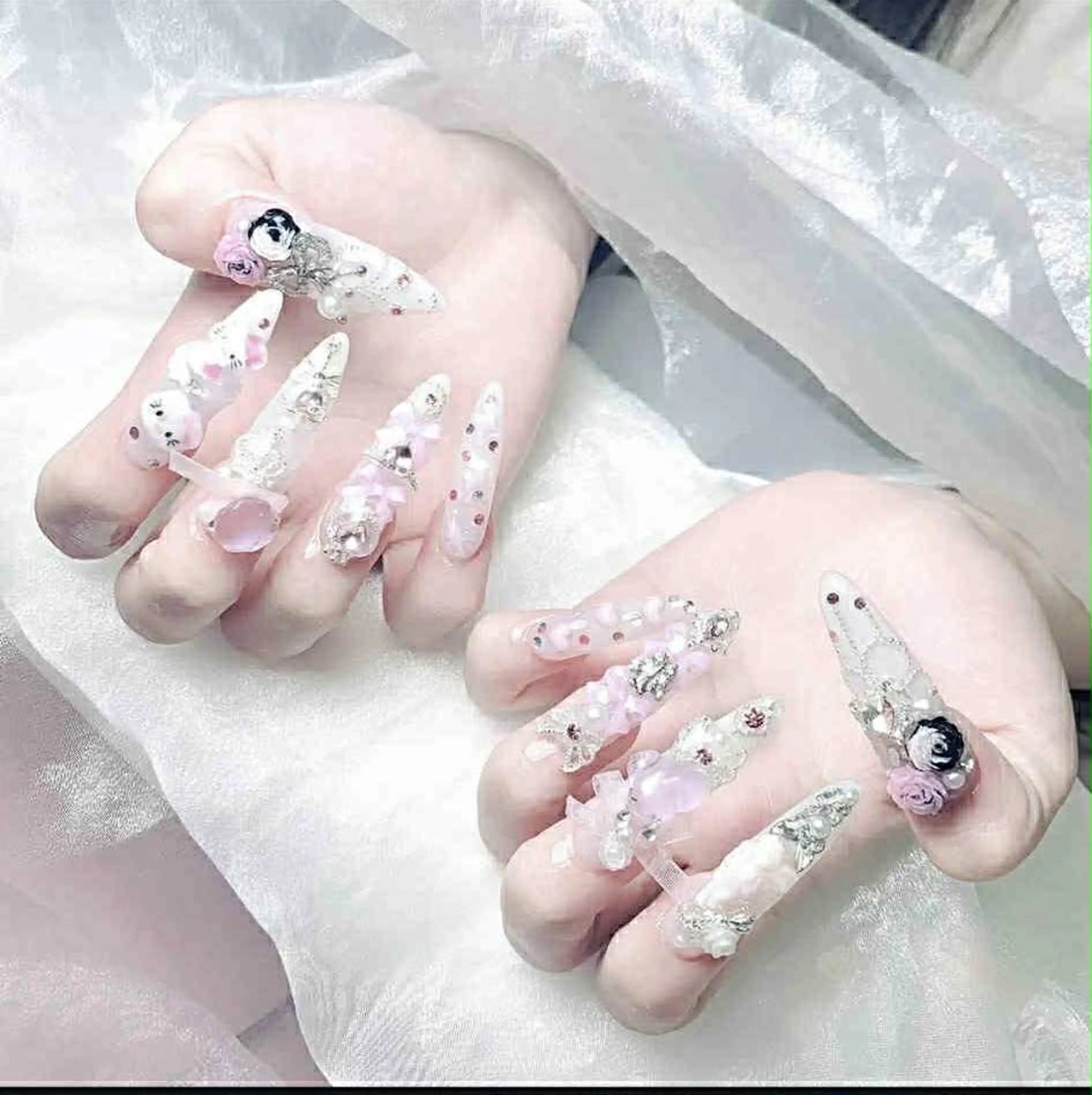 ロング 韓国風ヘア ロング ハンドネイル あい 小森のネイルデザイン