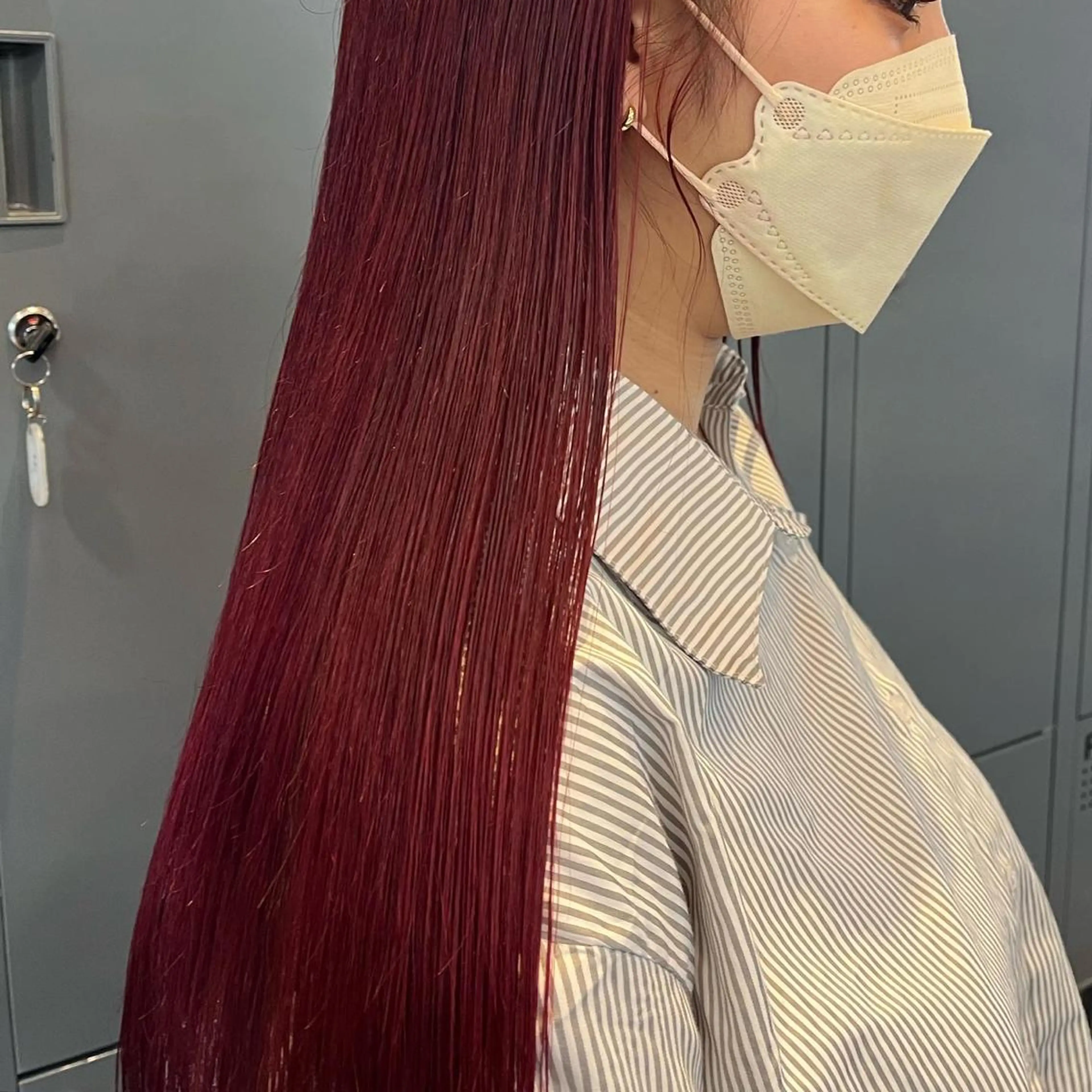 ロング カラー ブリーチ レッドカラー ボブハイトーン🦖 デザインMAMIのヘアスタイル