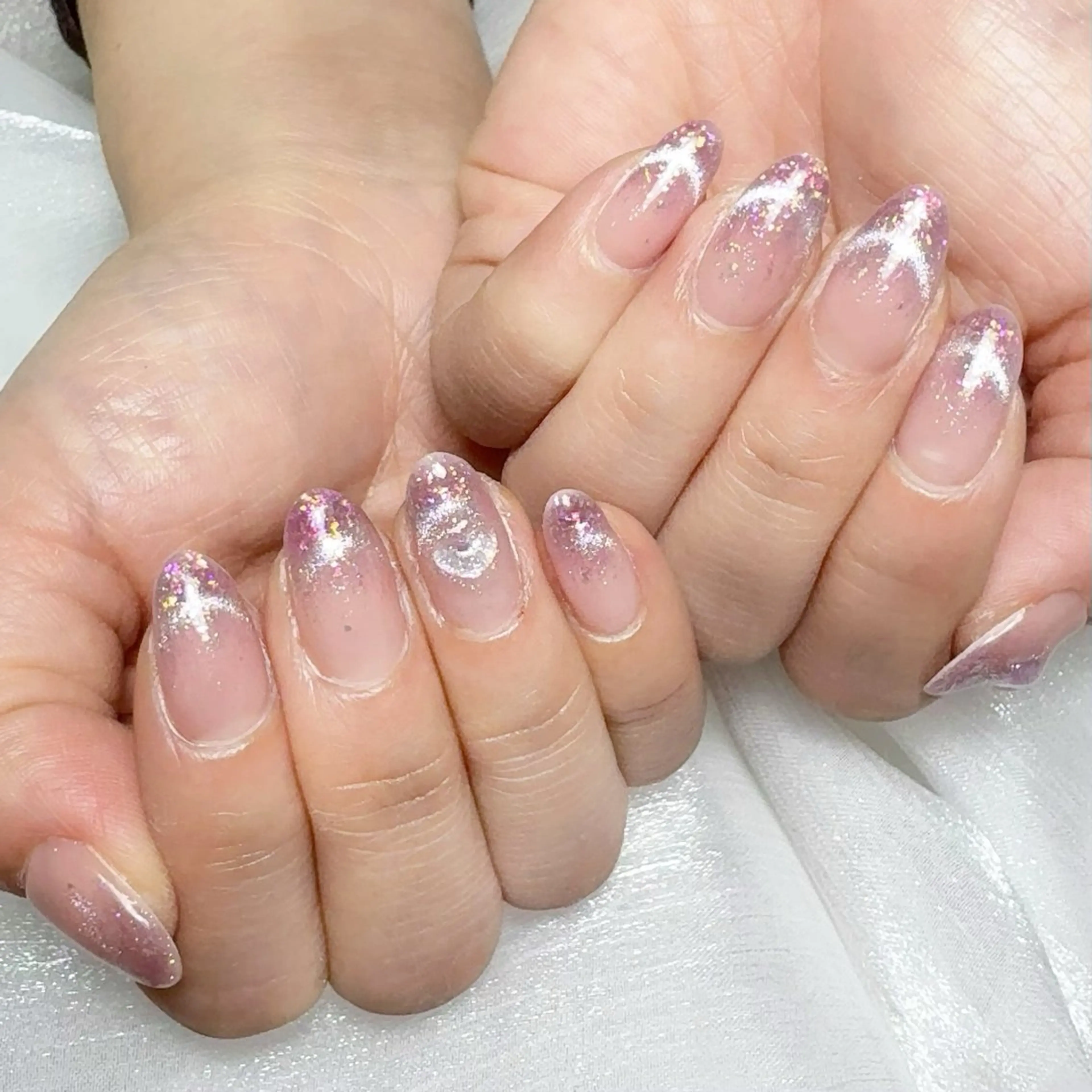 メンズ ネイル メンズ韓国風 アートネイル オーロラネイル ガーリー キラキラネイル ハンドネイル Nail salon 木にいるのネイルデザイン