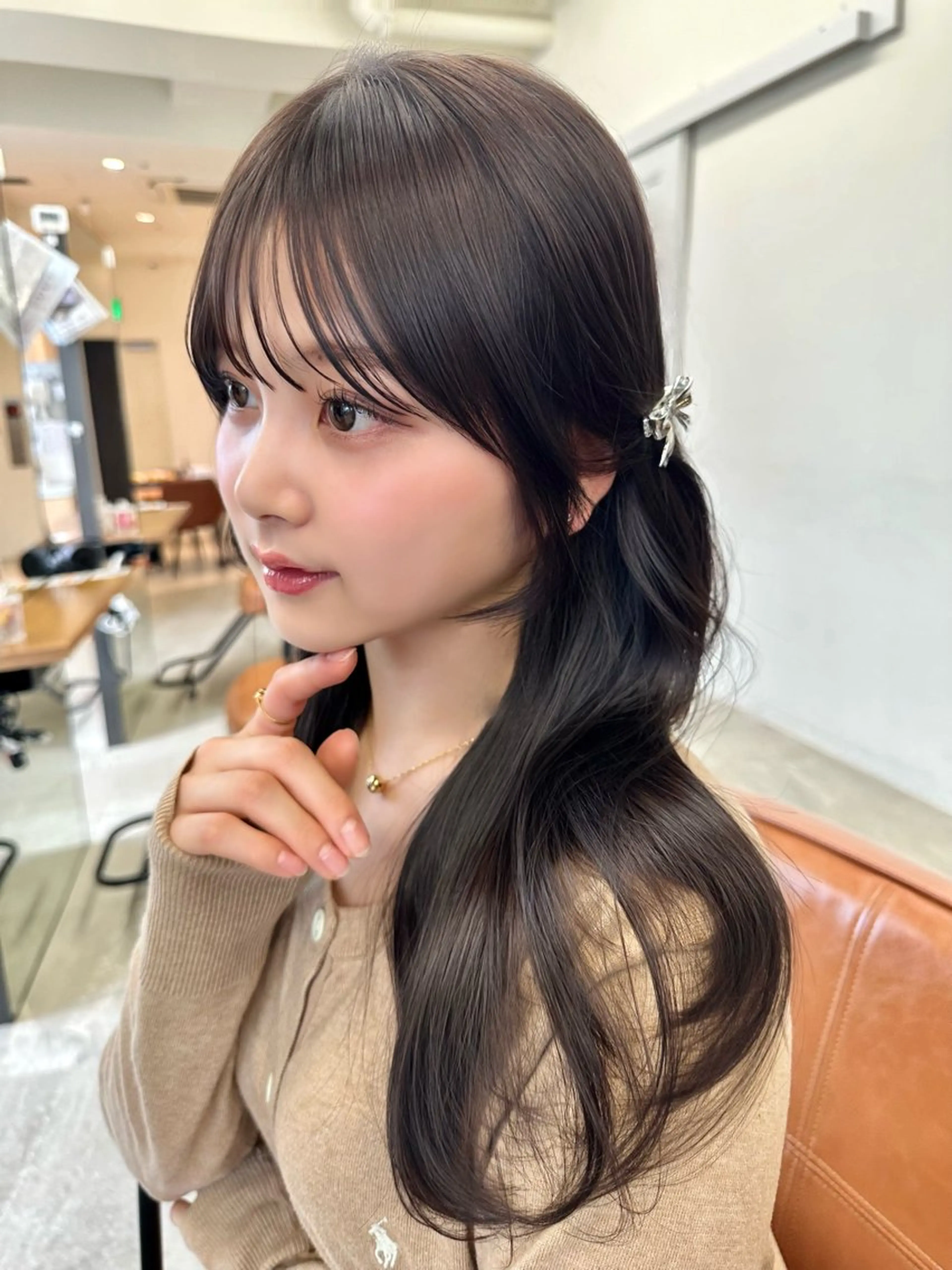 ミディアム 顔周りcut/ 艶ワンカラー♥ちさきのヘアスタイル