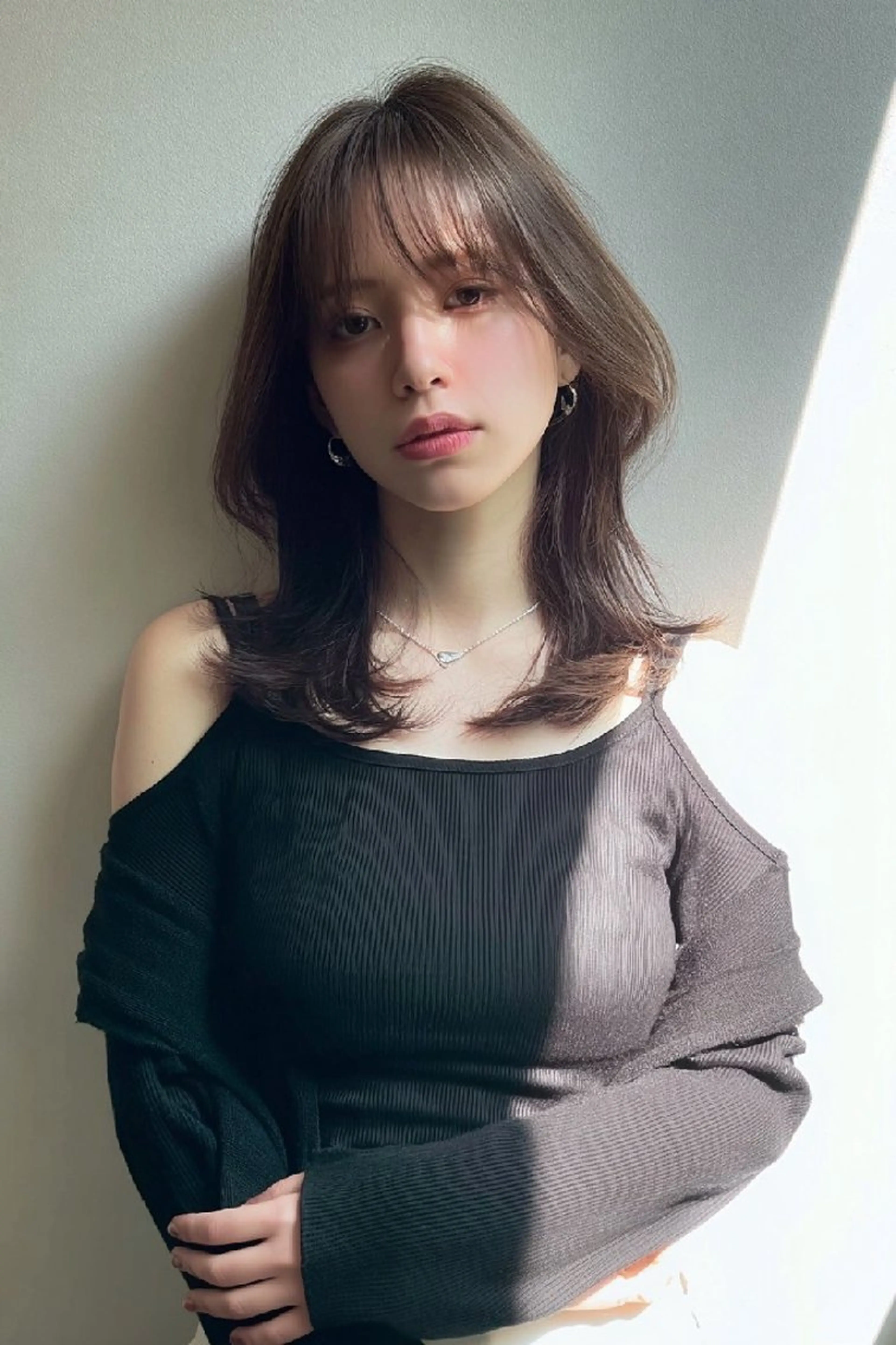 ミディアム カラー カット ヘアカラー トリートメント サイエンスアクア/艶 髪/レイヤー/清水のヘアスタイル