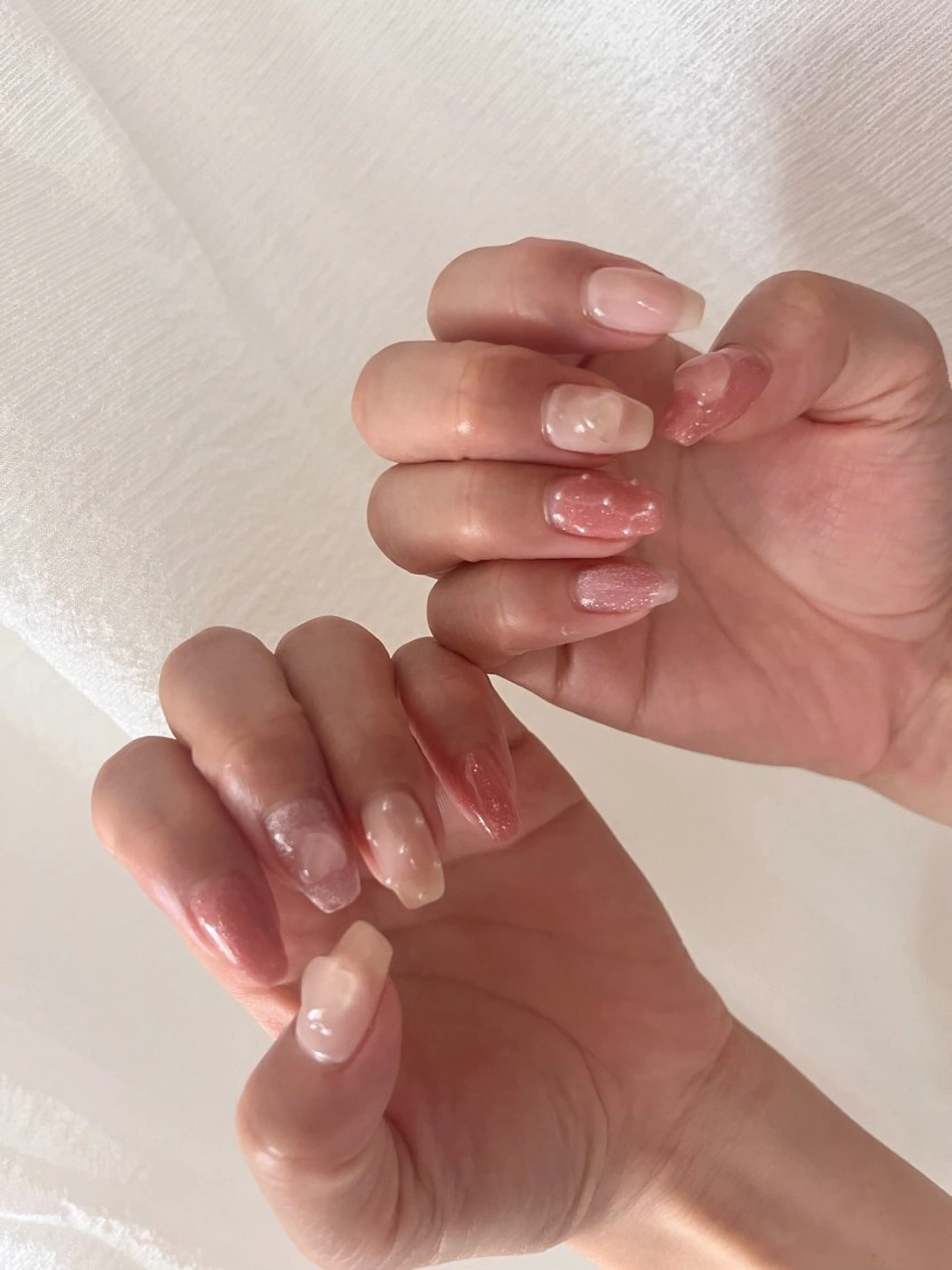 ネイル マグネットネイル ピンク 春ネイル ワンホンネイル tamu nail 金町のネイルデザイン