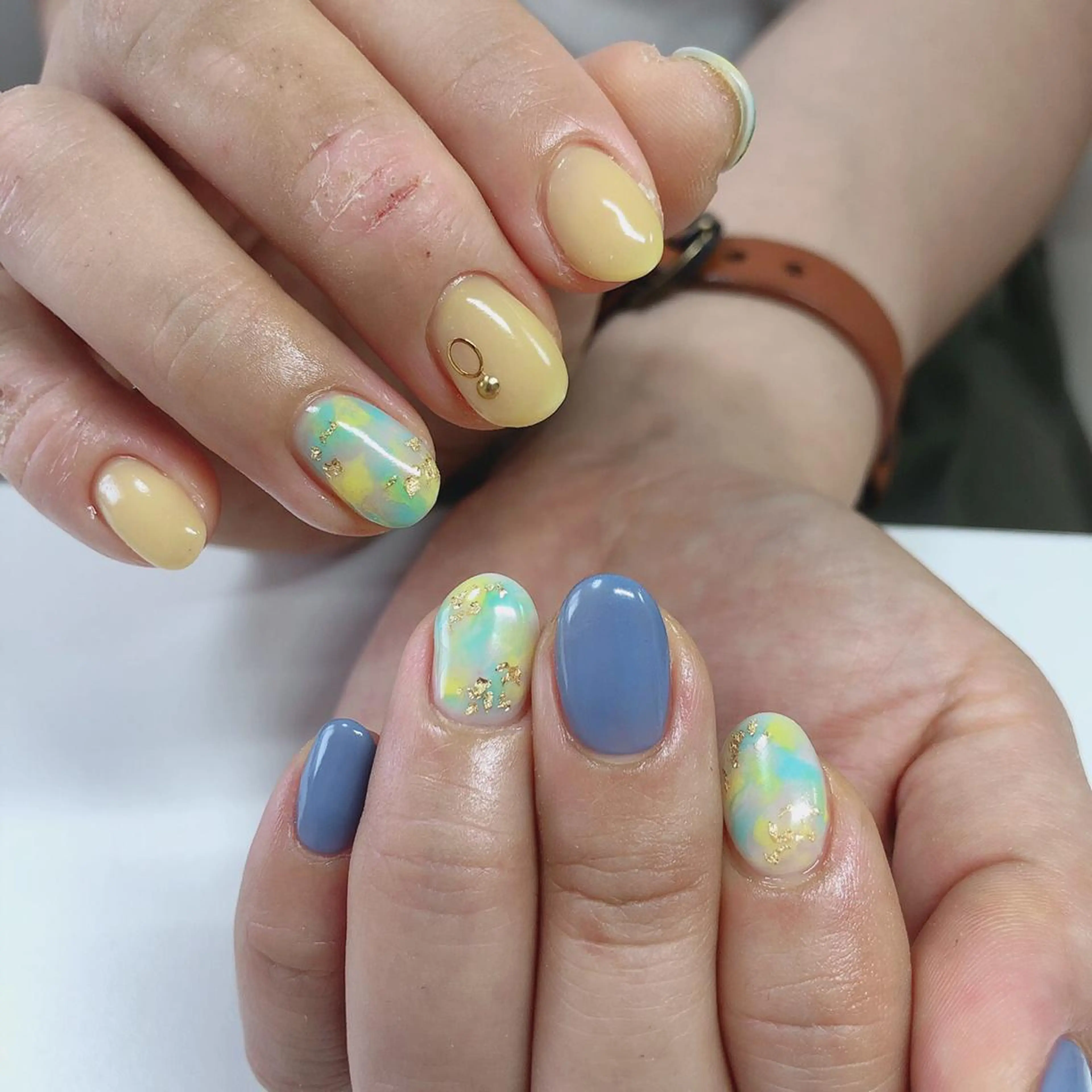 ネイル アートネイル 長さ出し フットネイル グリーン ニュアンスネイル Lily Roseスタッフ一同のマツエク・マツパデザイン