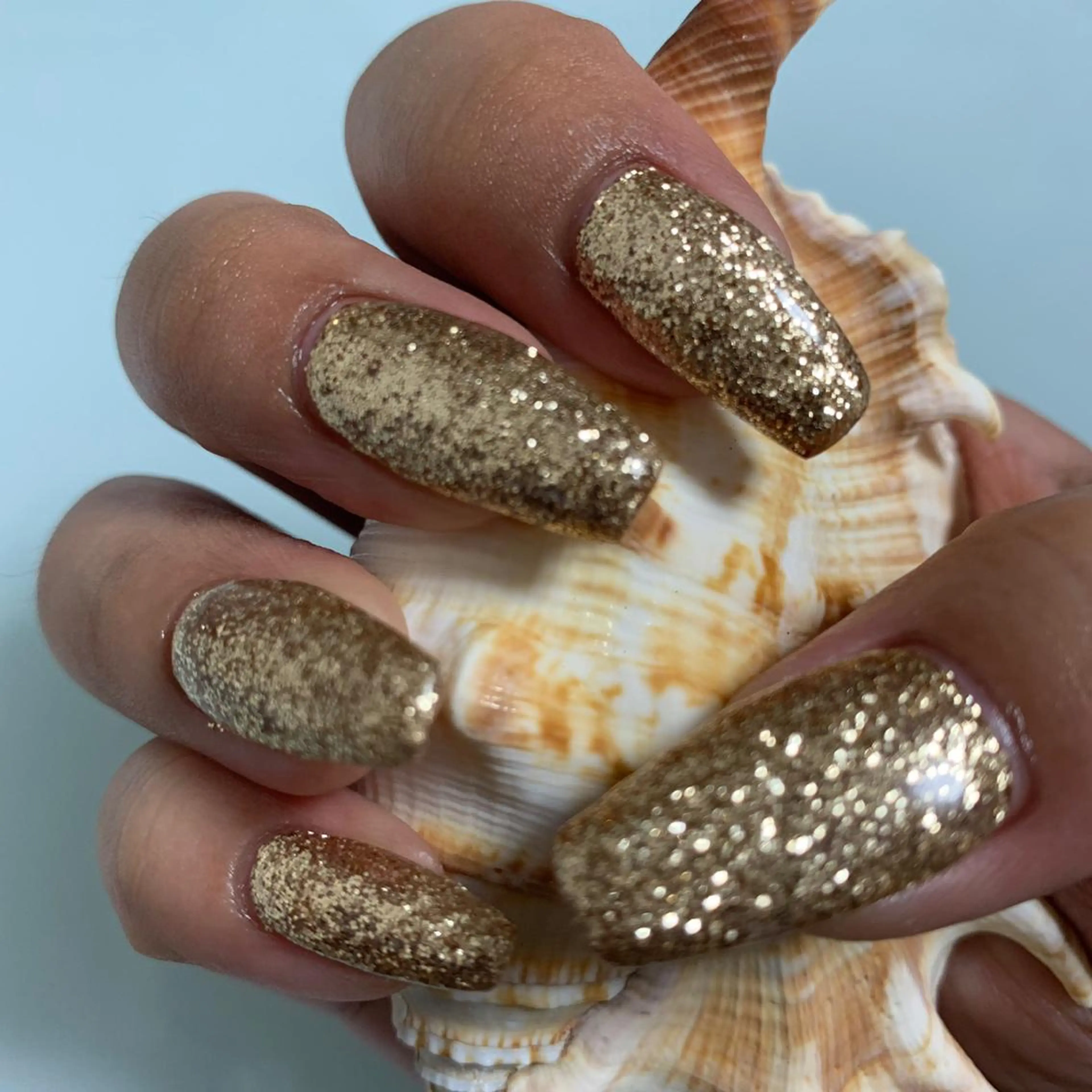 ネイル ゴールド ラメ(グリッター) ハンドネイル 🌙🫧CHARME (RUKA)🦋🫧のネイルデザイン