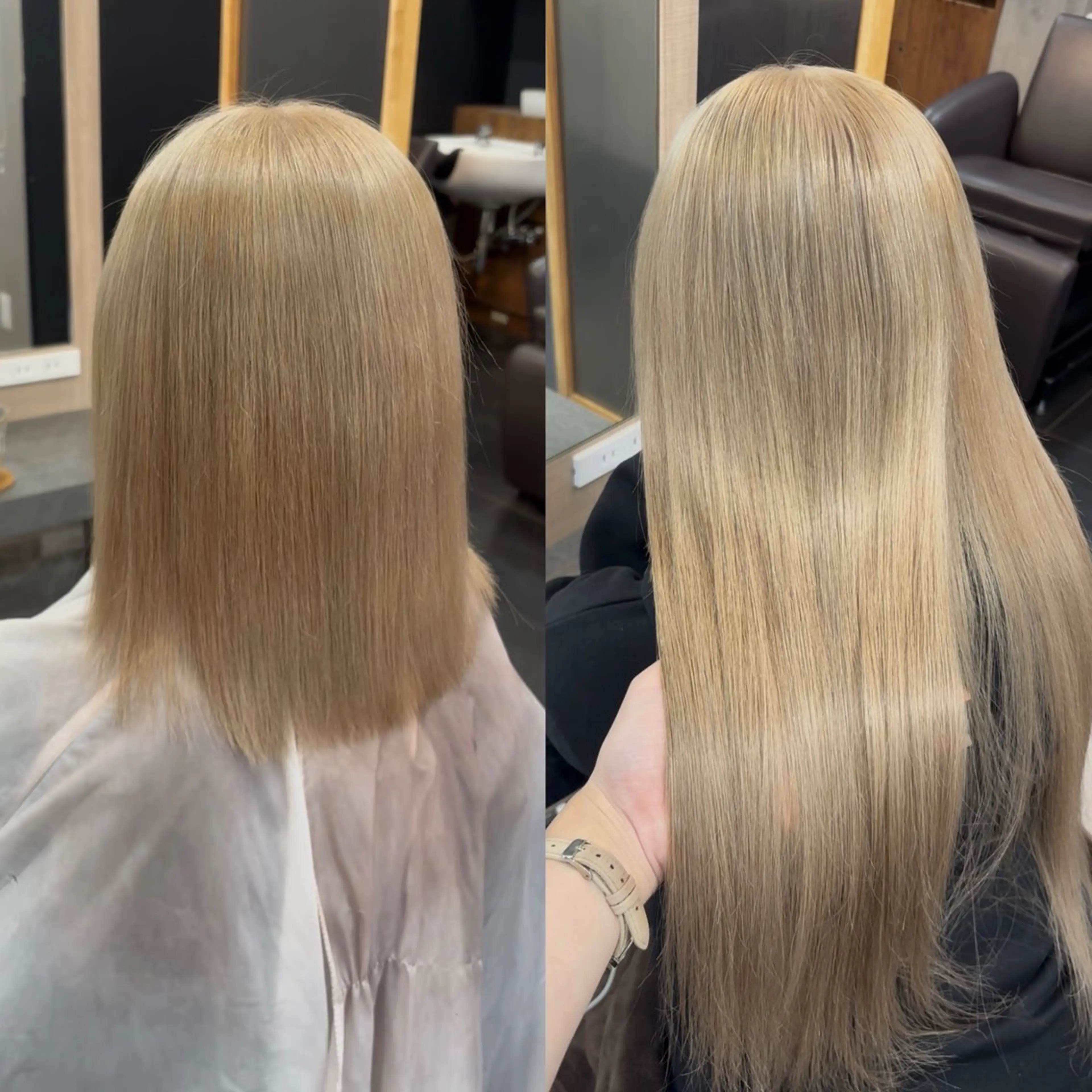 ロング カラー ベージュカラー ブリーチ ミルクティーベージュ エクステ 髪質改善 ヘアカラー エクステ 横浜/エクステ特化× 艶カラー/あいかのヘアスタイル