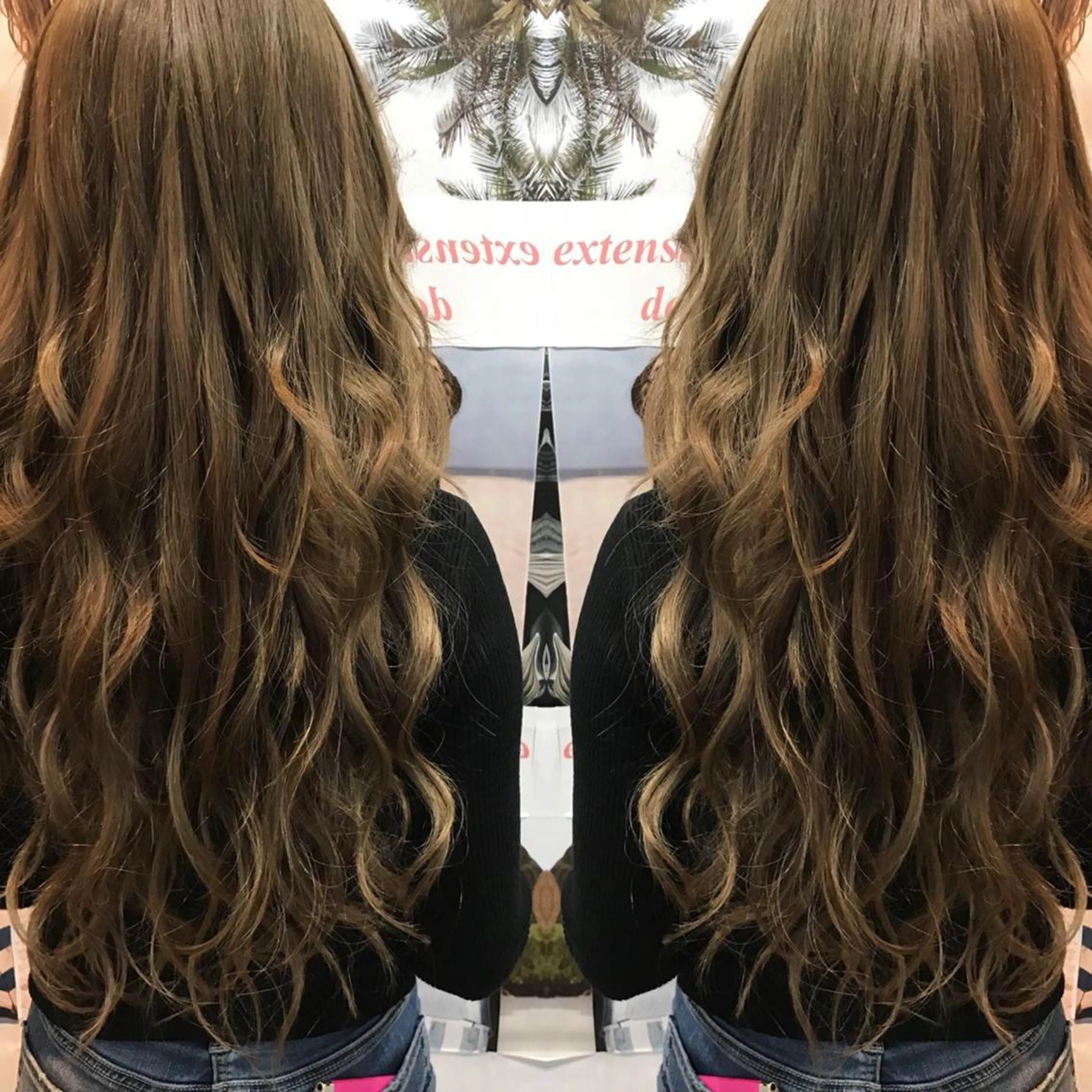 ロング パーマ チビ編み込みエクステ シールEXどぅ〜すのヘアスタイル