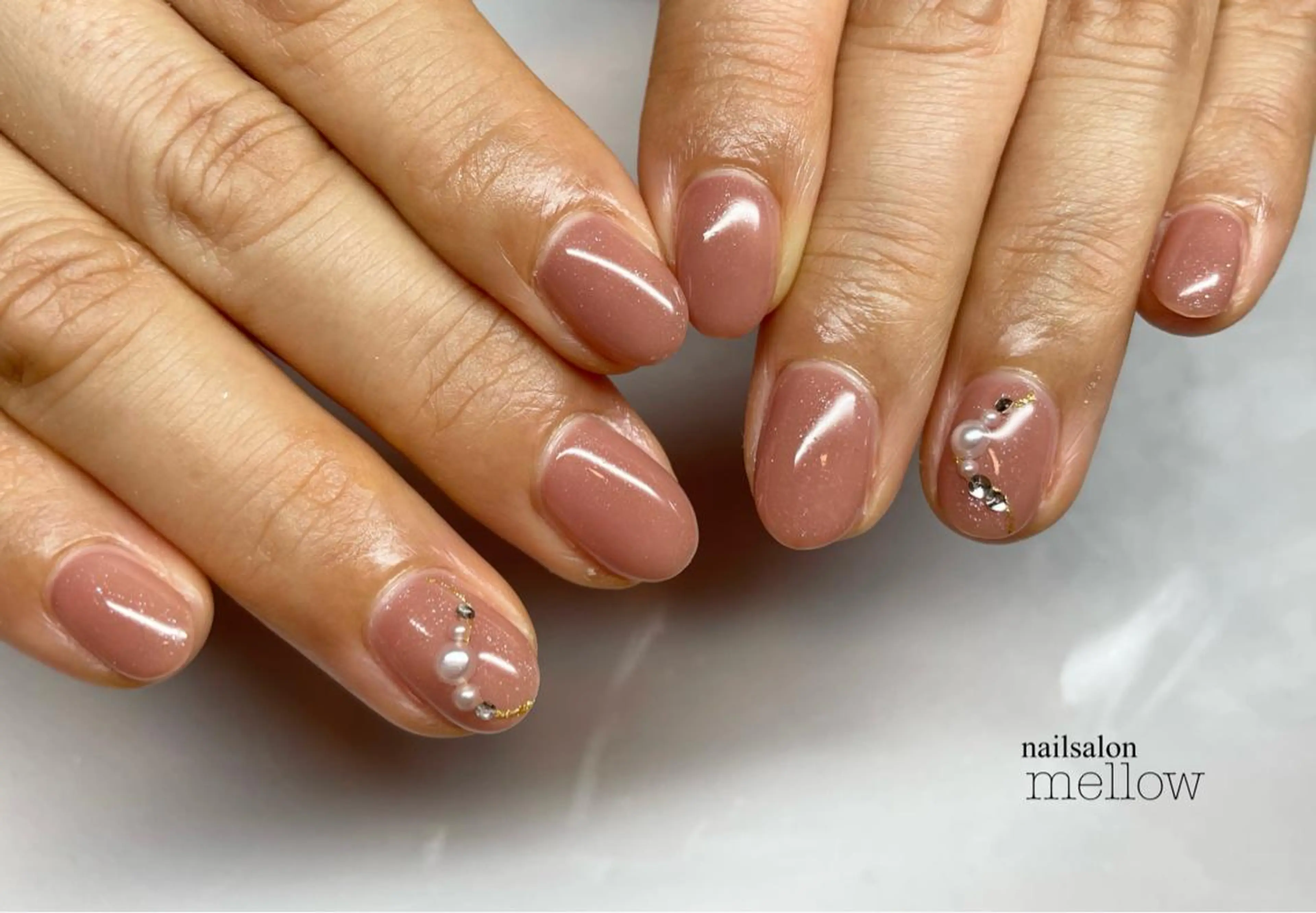 ネイル ブラウン ピンク 大山 浩美のネイルデザイン