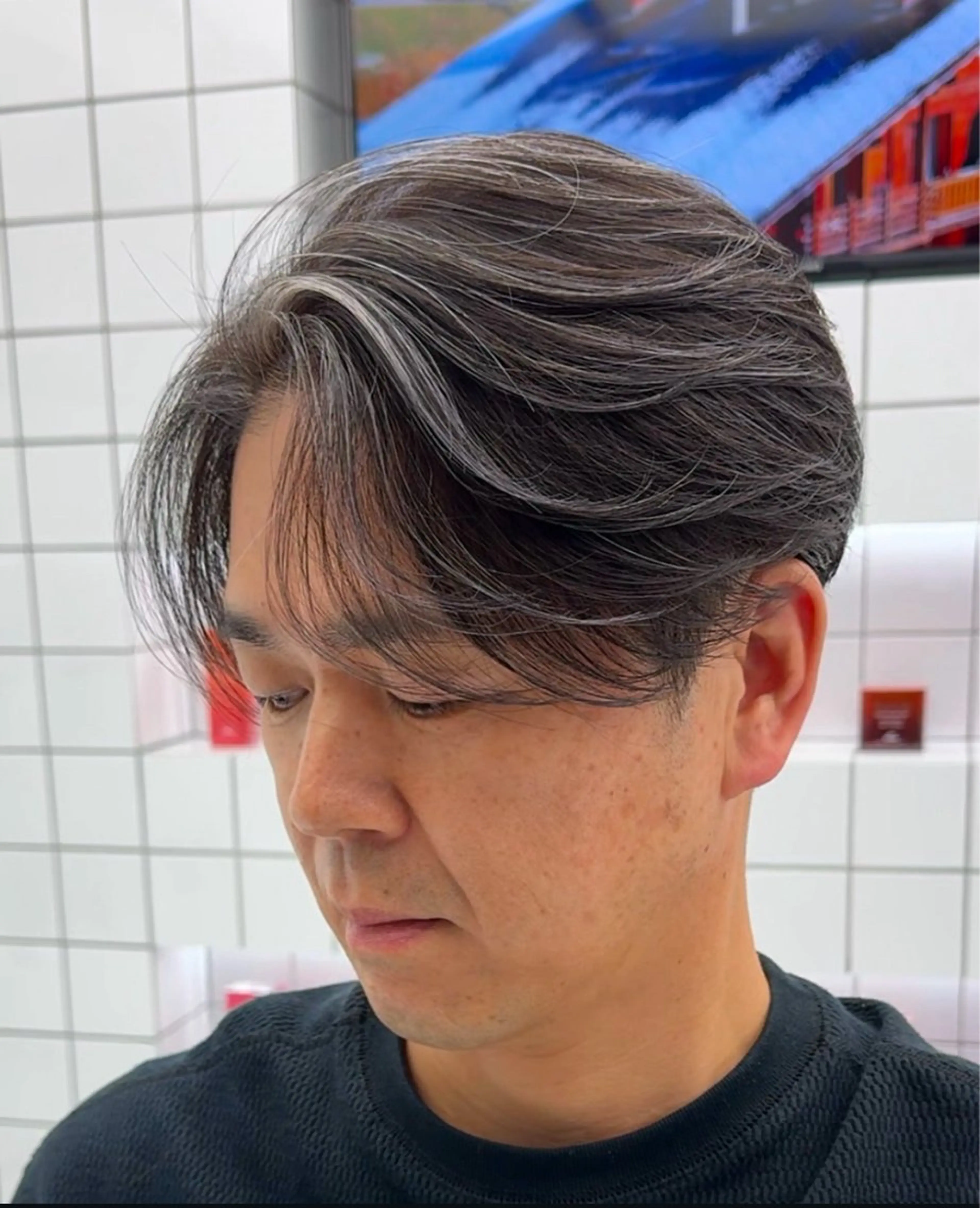 メンズ センターパート メンズハイライト メンズメッシュ カット ヘアカラー 白髪ぼかし/白髪 メッシュ/ゆうとのヘアスタイル