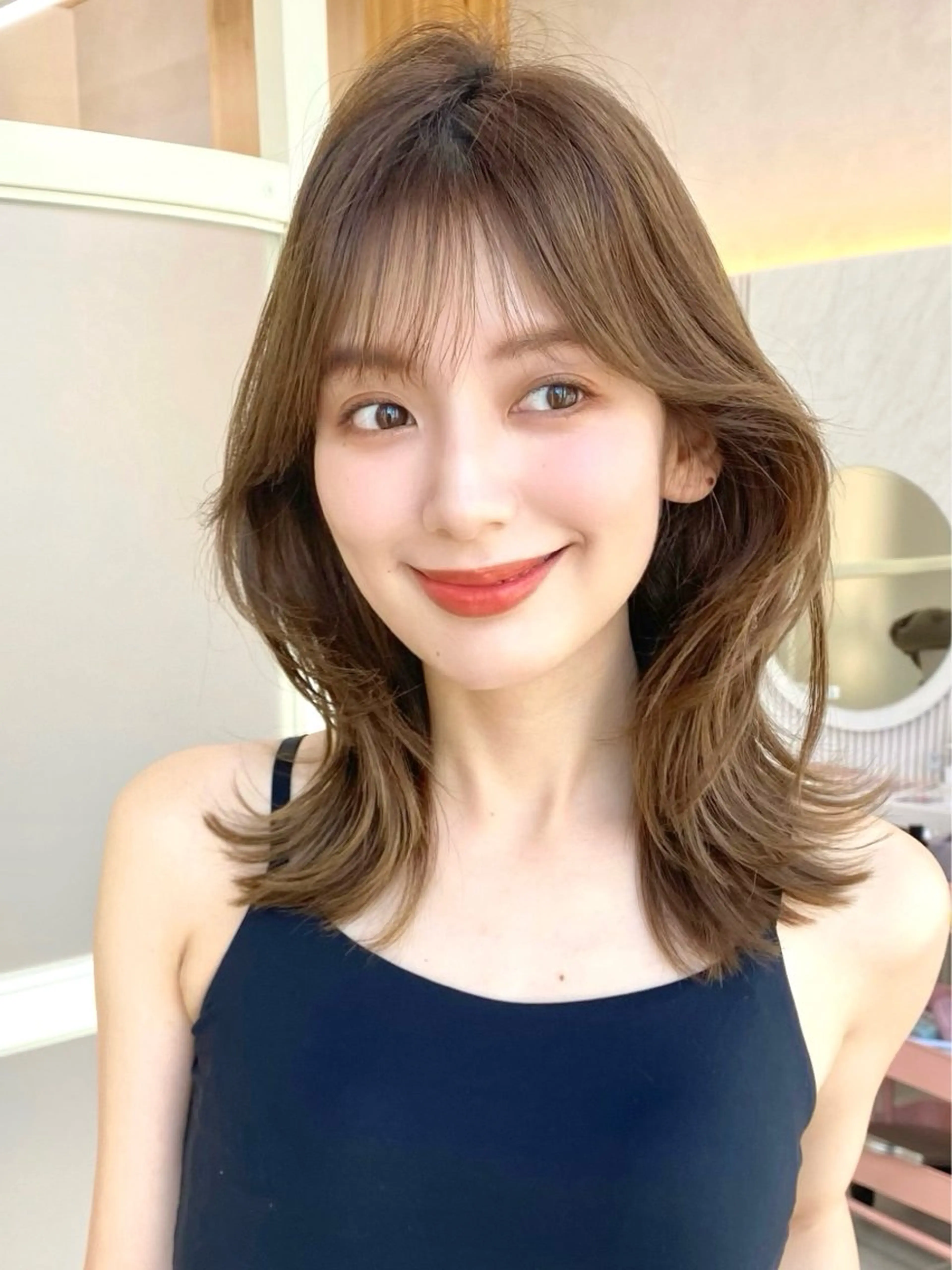 ミディアム カット ヘアカラー トリートメント 韓国くびれレイヤー 🇰🇷はづきのヘアスタイル