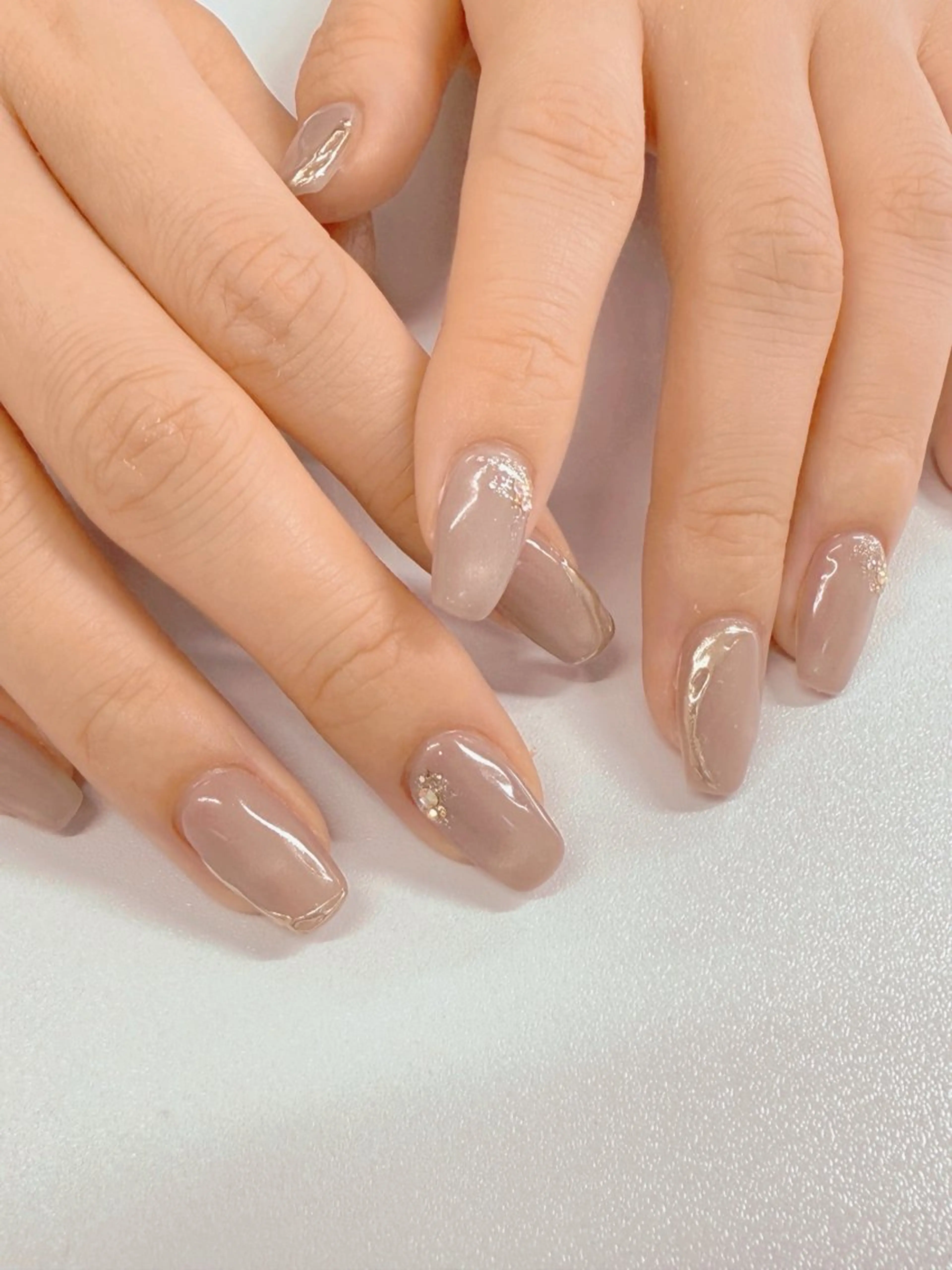 ネイル 長さ出し フットネイル フレンチネイル ジェルネイル ガラスフレンチ ハンドネイル Lien（リアン） 銀座駅6分のネイルデザイン