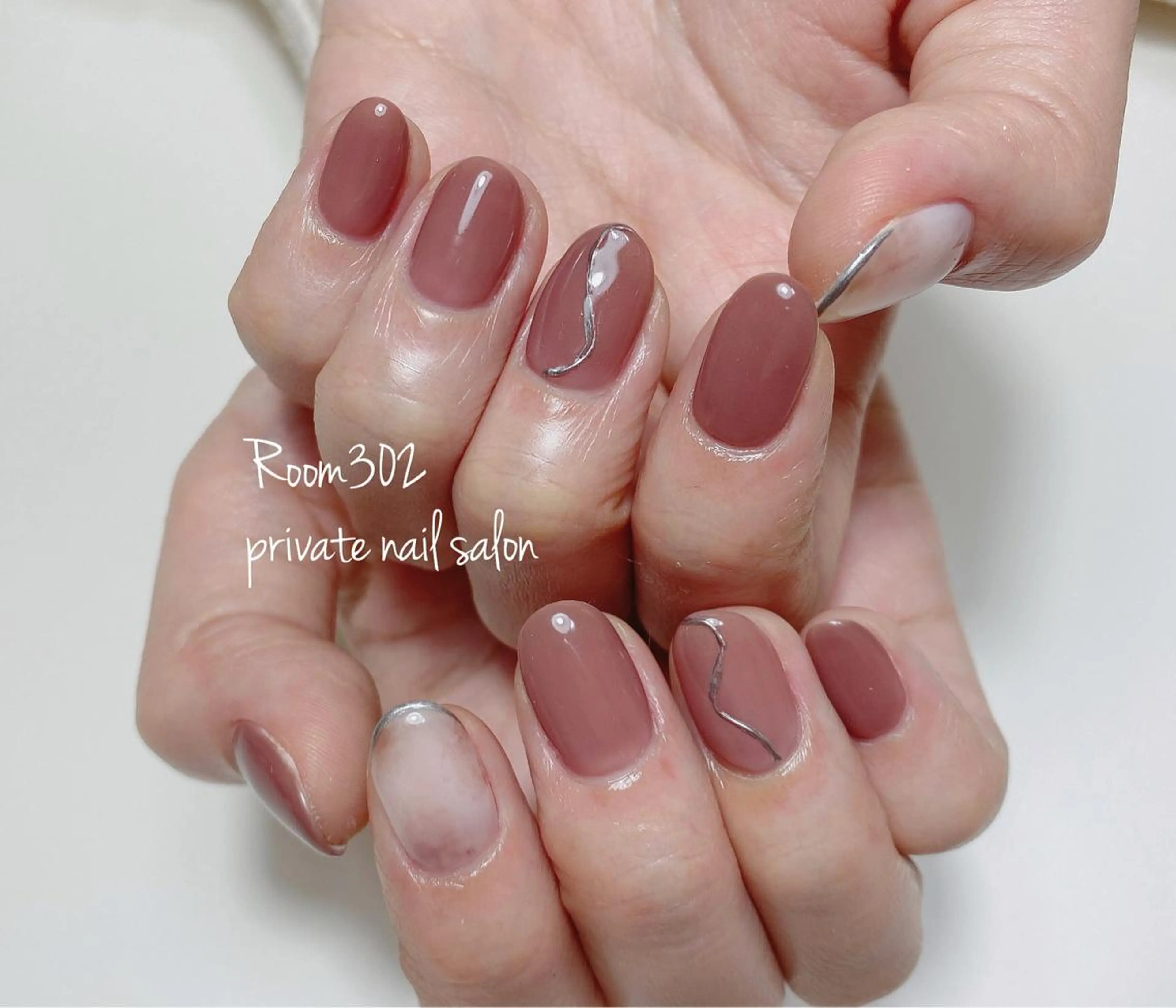 ネイル ブラウン クリアネイル Room 302のネイルデザイン