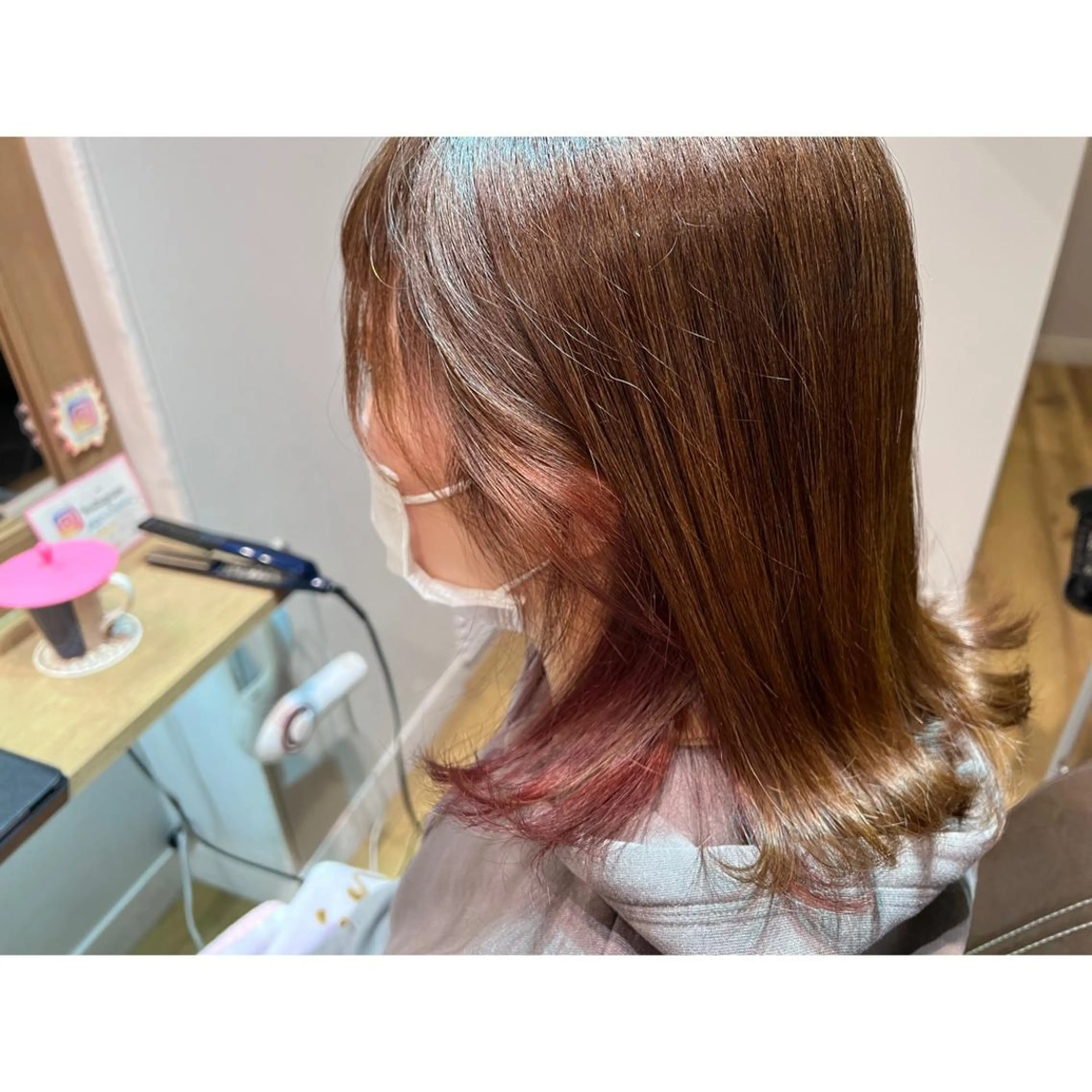 ミディアム カラー ピンクカラー ヘアカラー トリートメント ツキダテ ユイのヘアスタイル