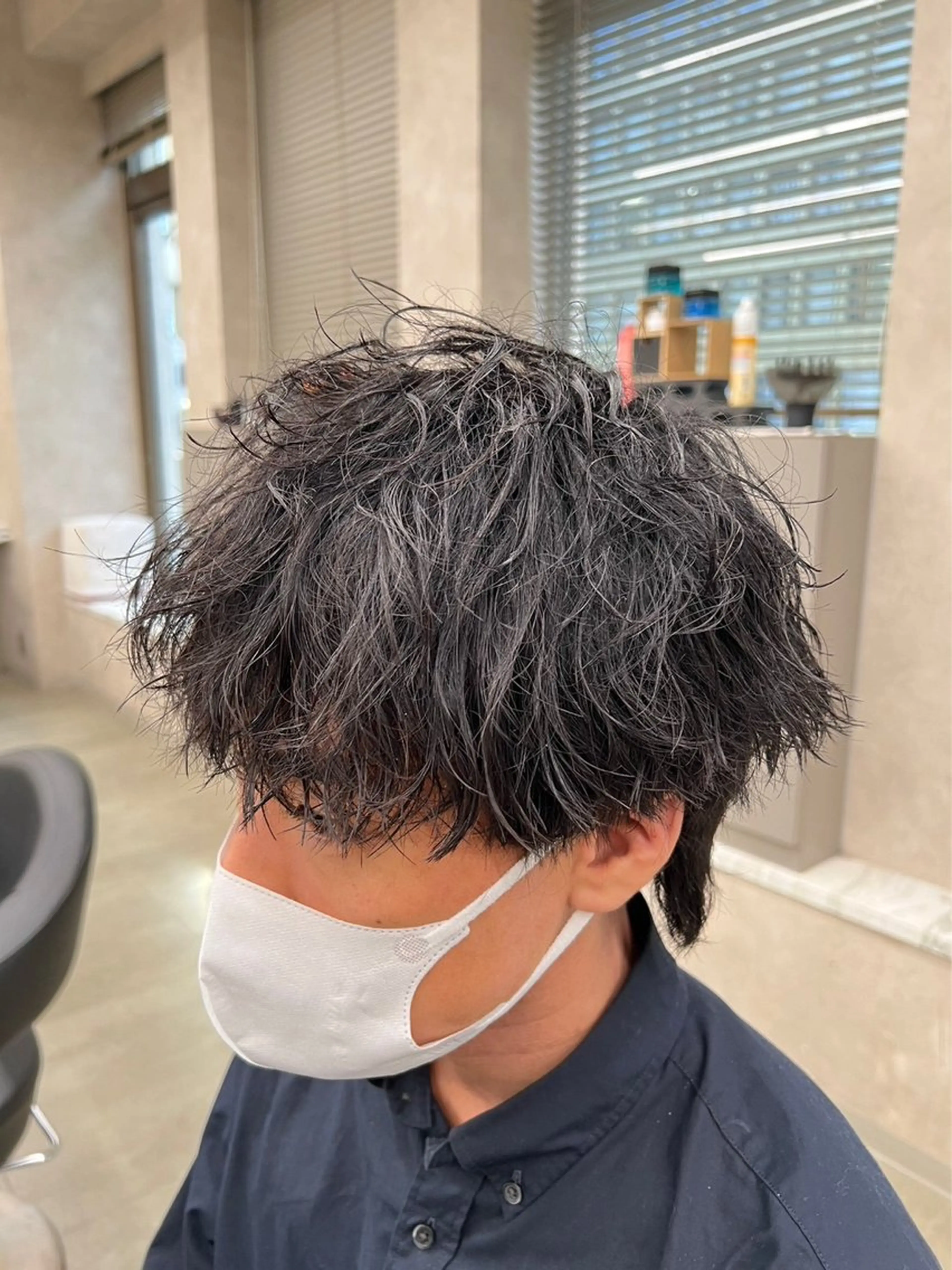 ショート カラー パーマ ヘアアレンジ メンズ キッズ ブリーチなしカラー/ ブラウン/レイヤーのヘアスタイル