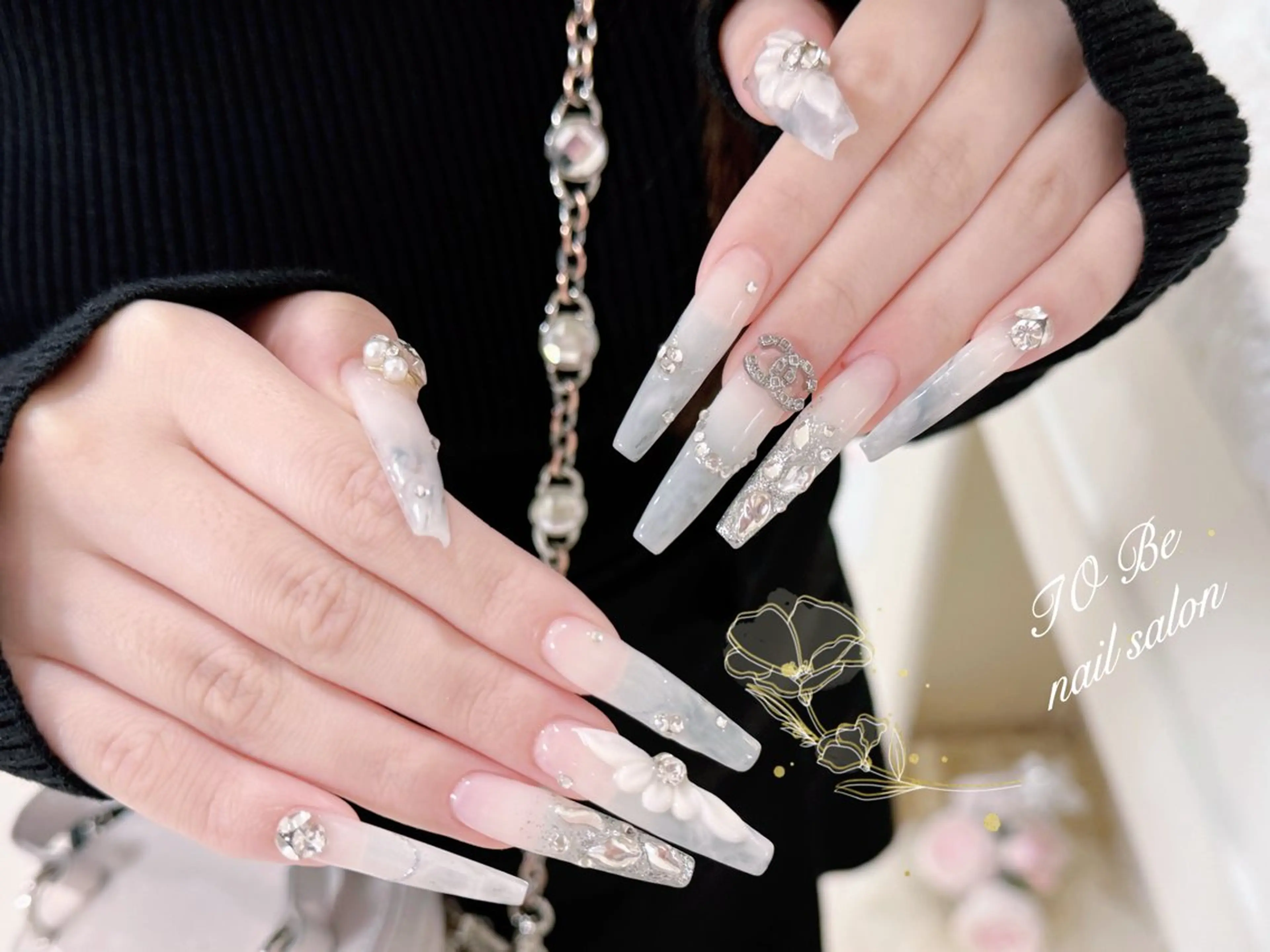 ロング ハンドネイル Nail Salon To Be珈月のネイルデザイン
