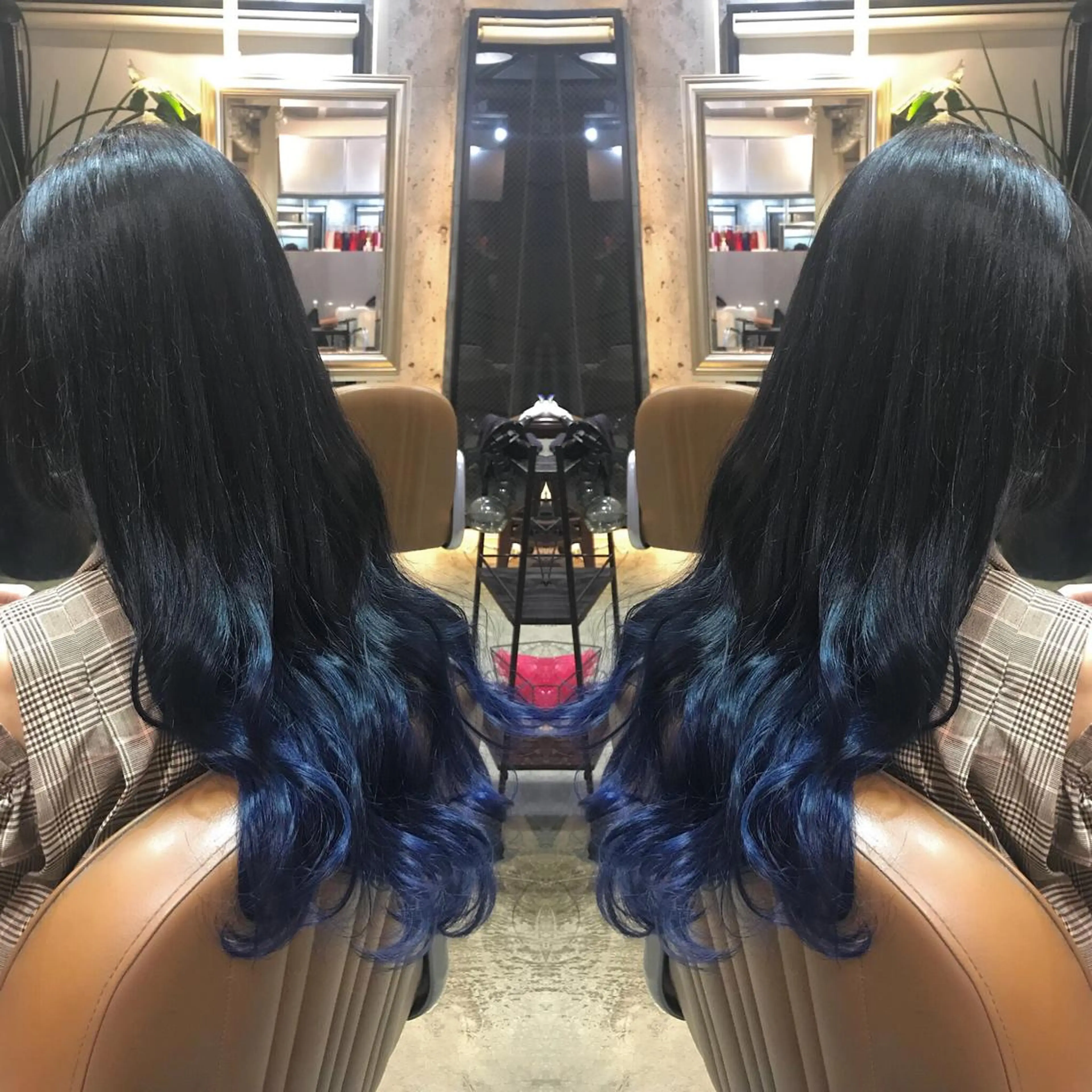 セミロング カラー パーマ ヘアアレンジ メンズ キッズ ネイル マツエク・マツパ ブルーカラー ブルー サロンドミルク 原宿のヘアスタイル