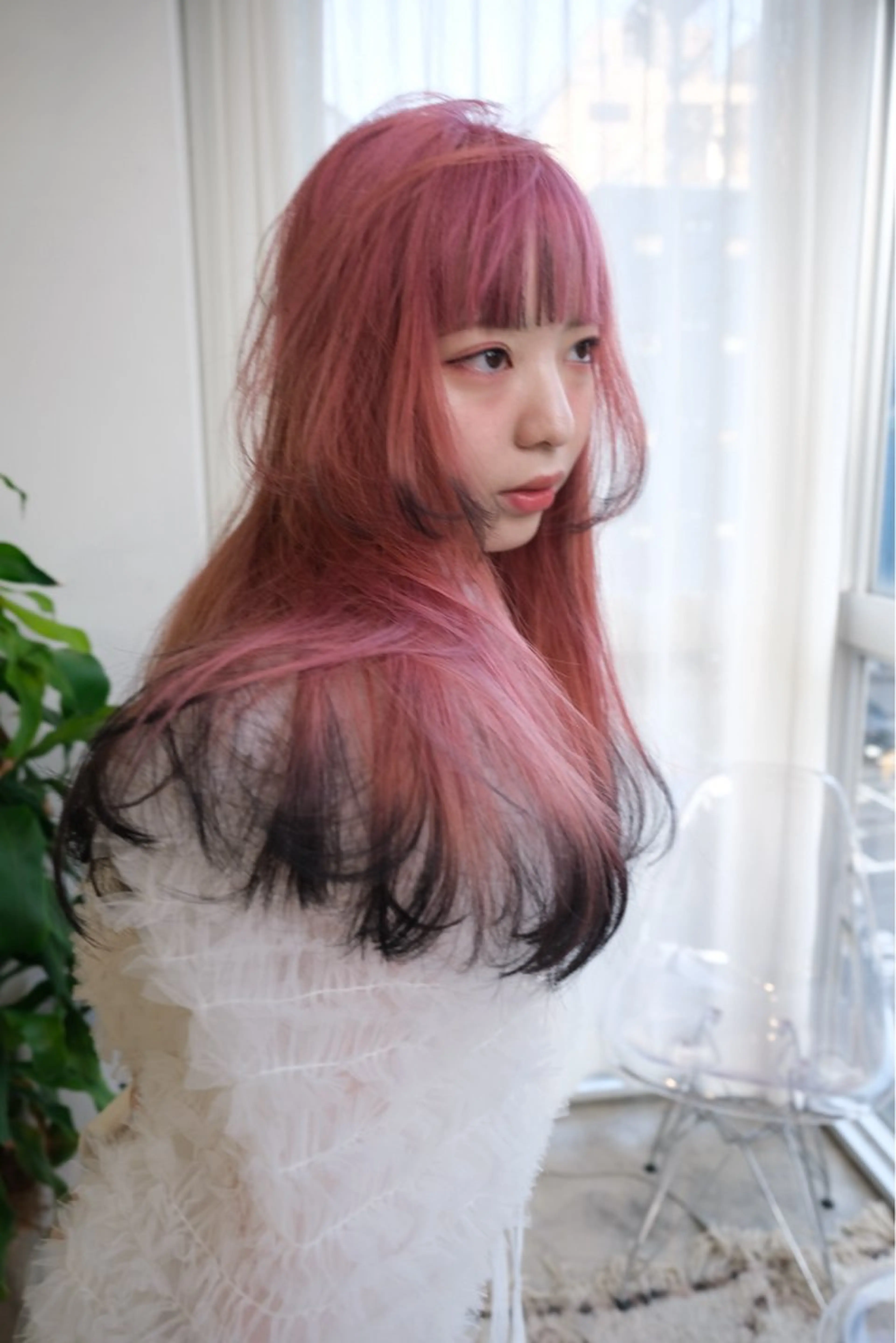 ロング カラー カット ヘアカラー ハイトーン/顔まわり Nina💒のヘアスタイル