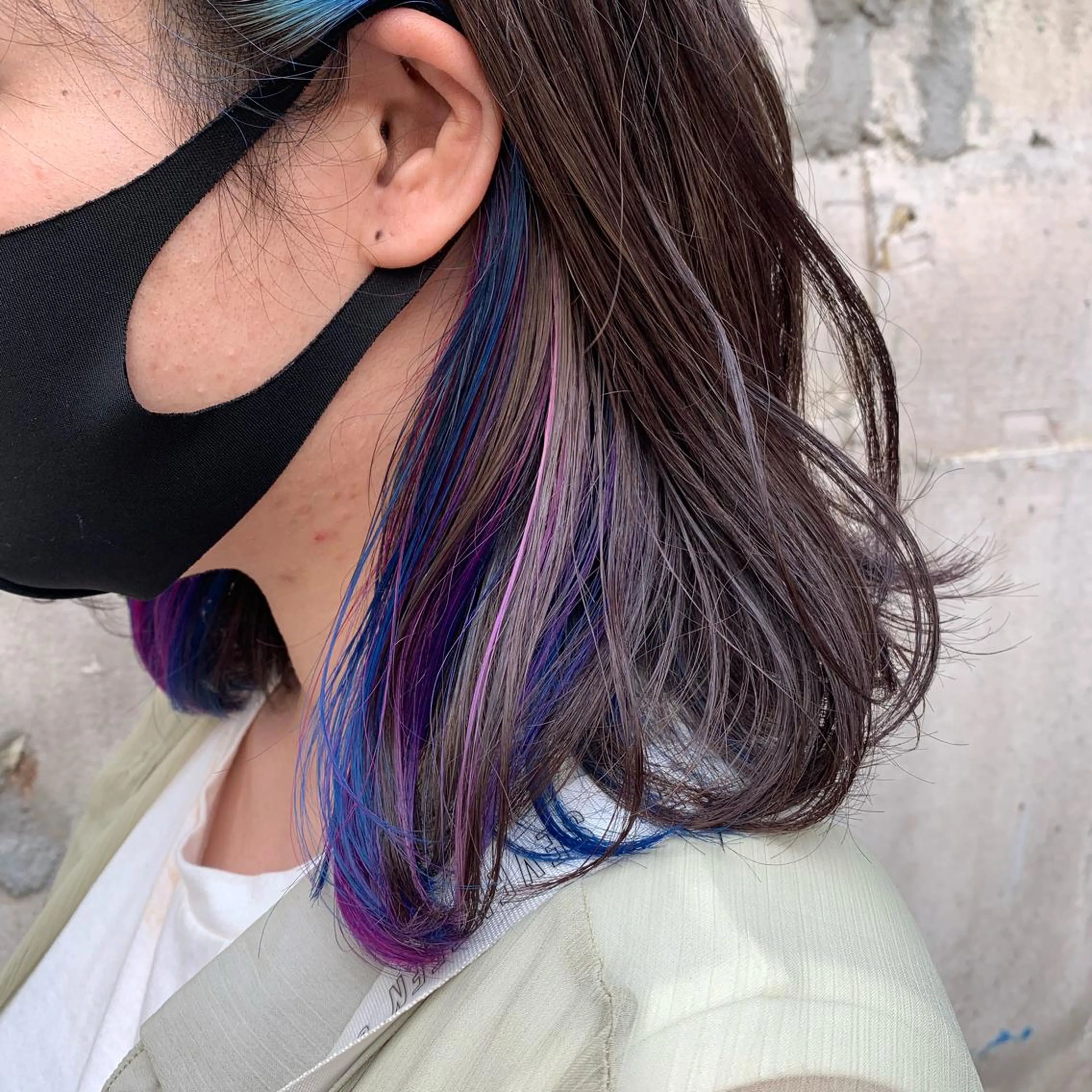 セミロング カラー ユニコーンカラー ヘアカラー トリートメント 韓国×巻ける髪質改善 💍maki💍のヘアスタイル