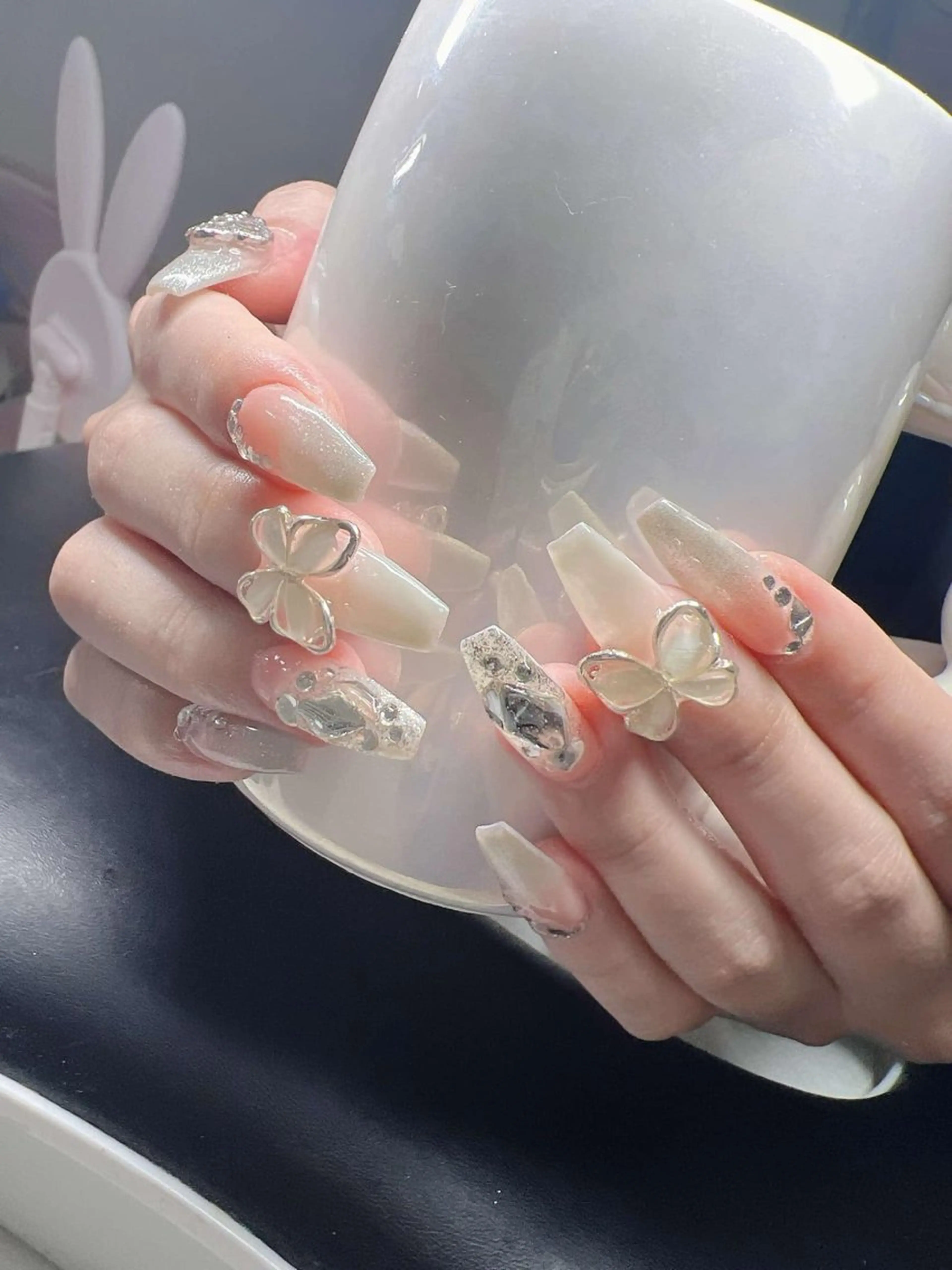 ネイル 長さ出し グラデーション キラキラネイル マグネットネイル ミラーネイル Lee Nails チップ長さだし専門店のネイルデザイン