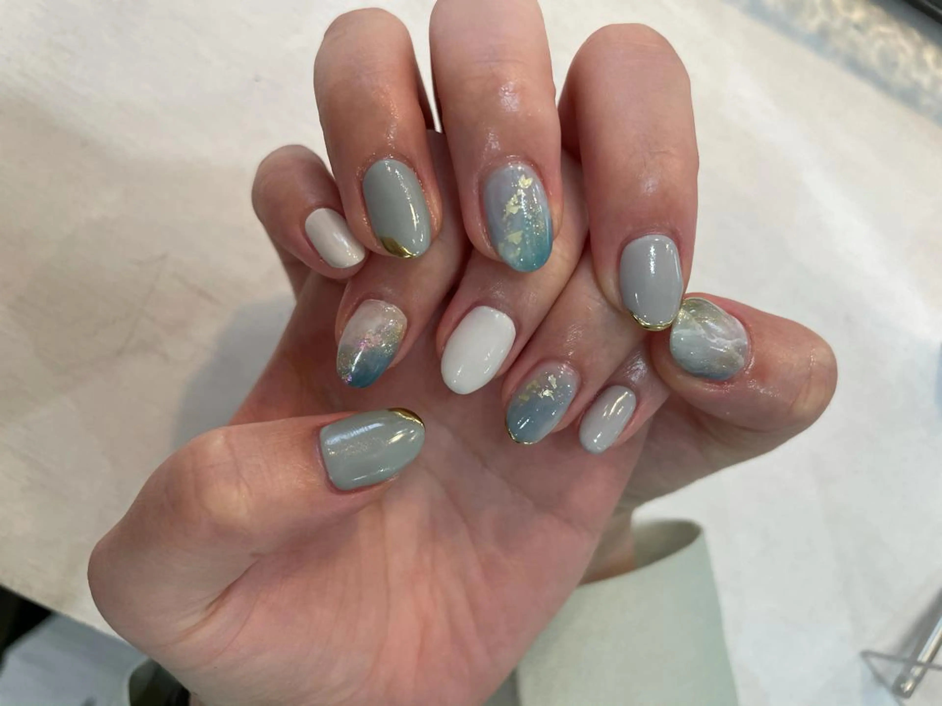ネイル アートネイル ブルー ニュアンスネイル ハンドネイル miu nail所属・MIUNail YUMIのネイルデザイン