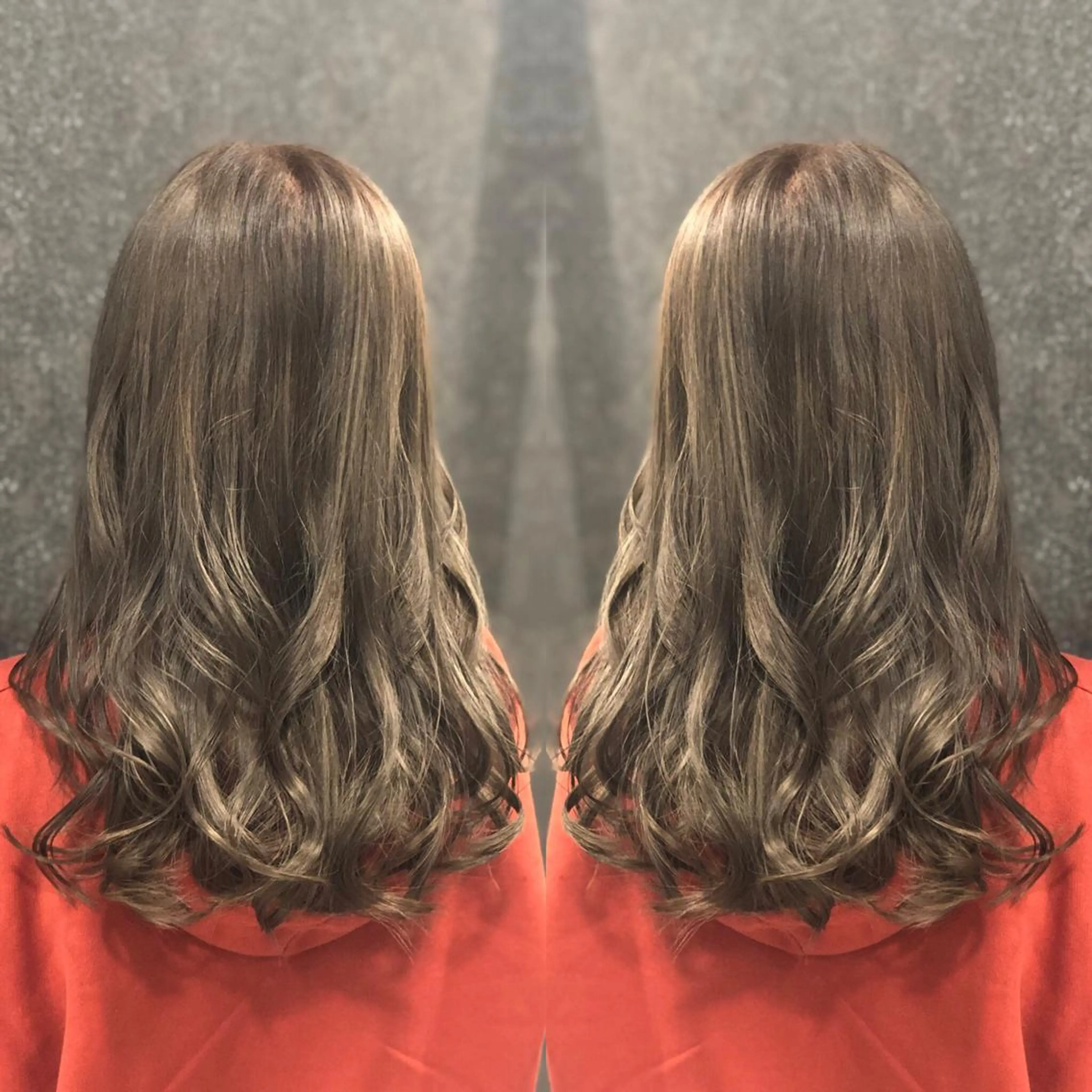 セミロング カラー グレージュ 得能 雅人のヘアスタイル