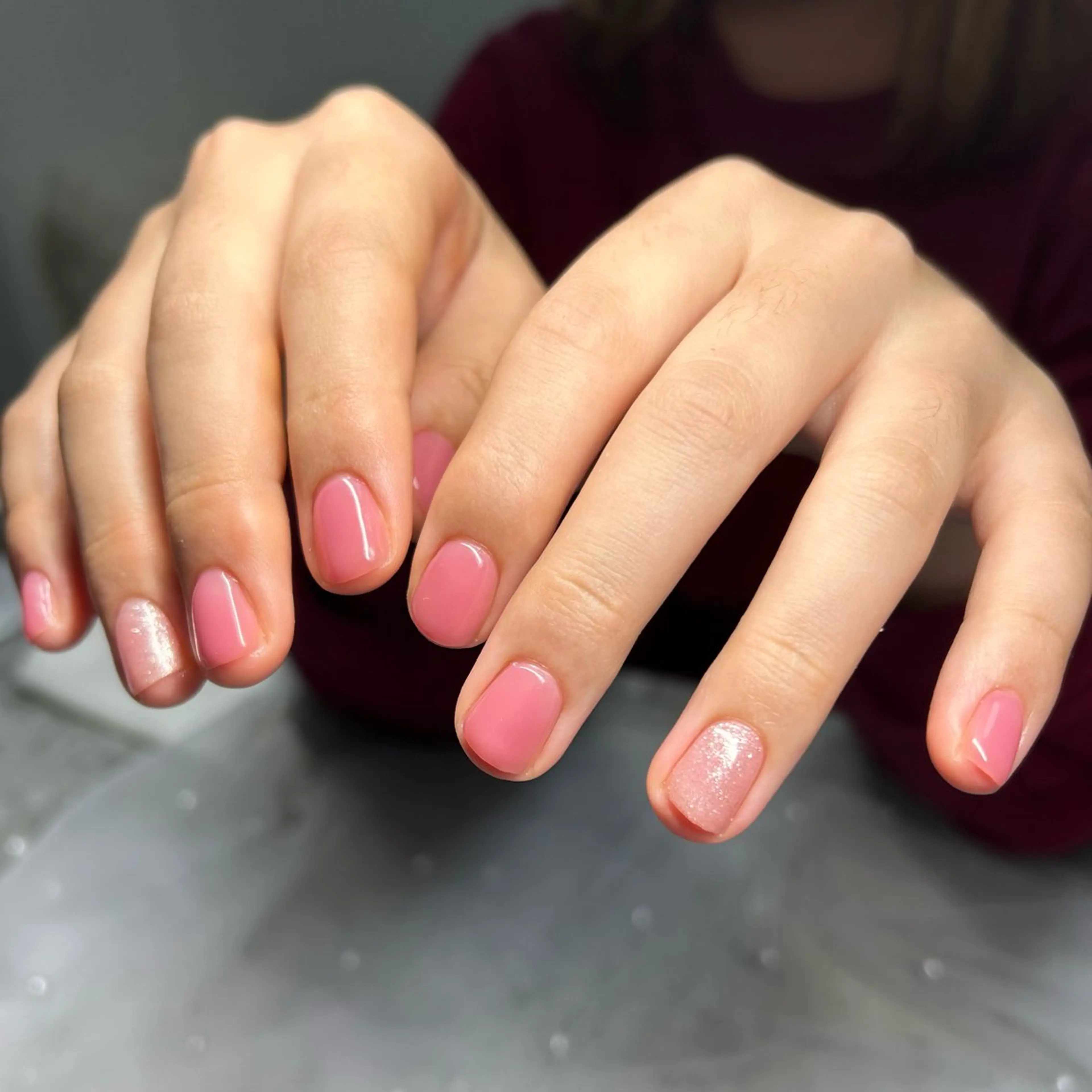 ネイル ピンク ハンドネイル ten nail salon　かえでのネイルデザイン