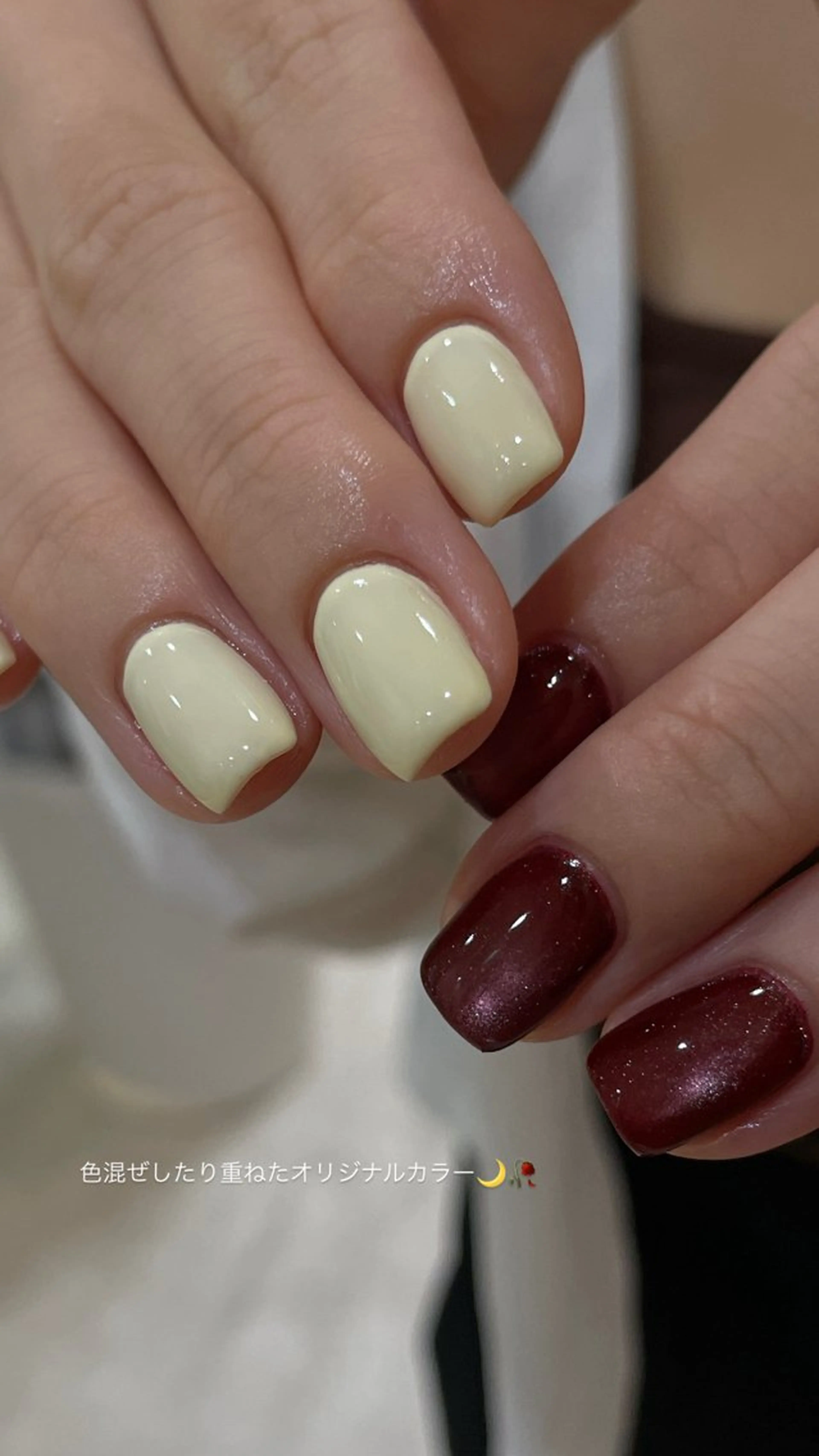 左右で異なる色のアシンメトリーワンカラー🌷🦋マグネットやミラー+¥500​〜​¥1000で可能💅🏼の写真