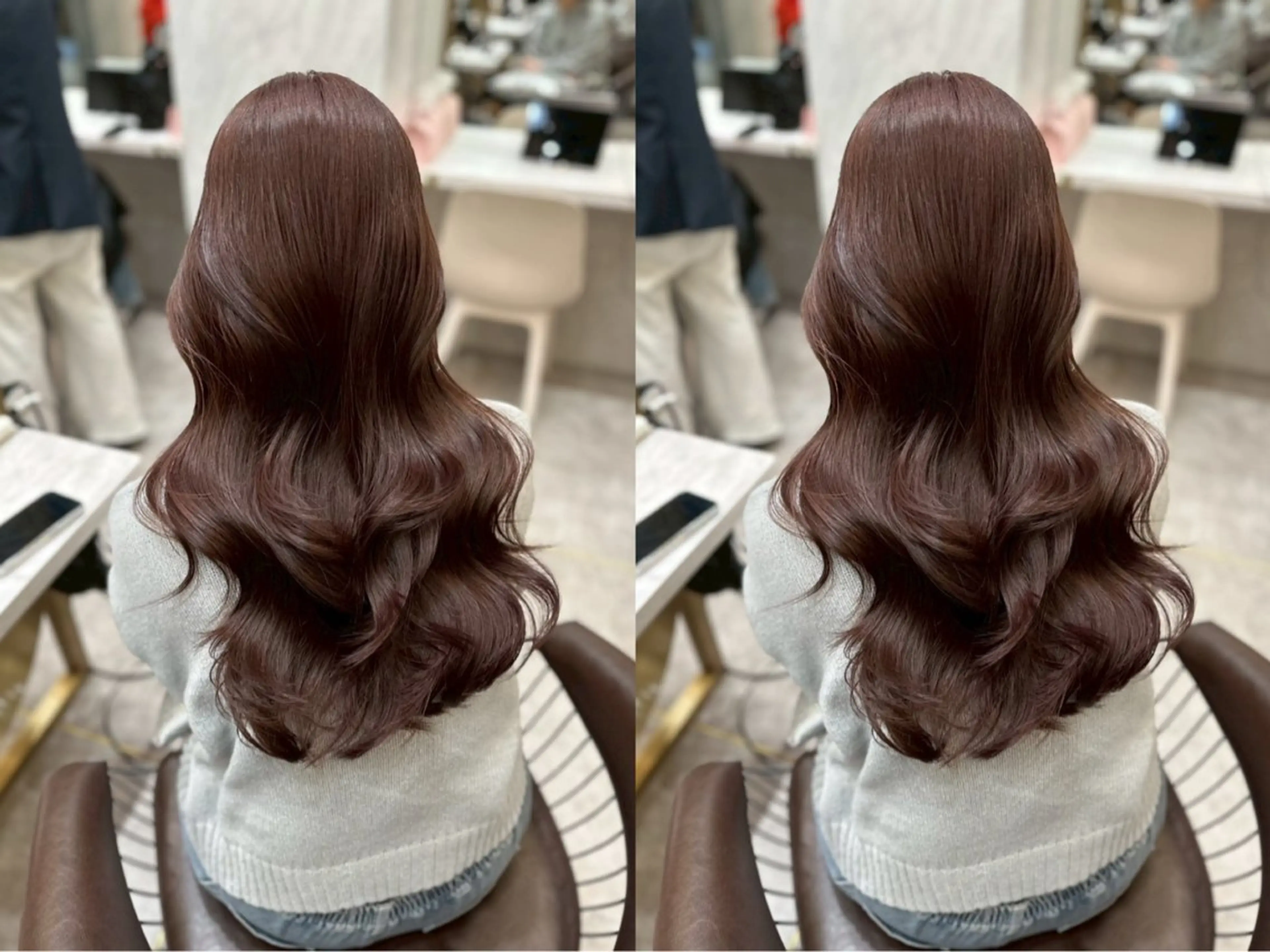 セミロング カラー ブリーチ ブラウンカラー 透明感カラー ブリーチなしカラー レッドカラー 【美髪矯正】 吉村　清志のヘアスタイル