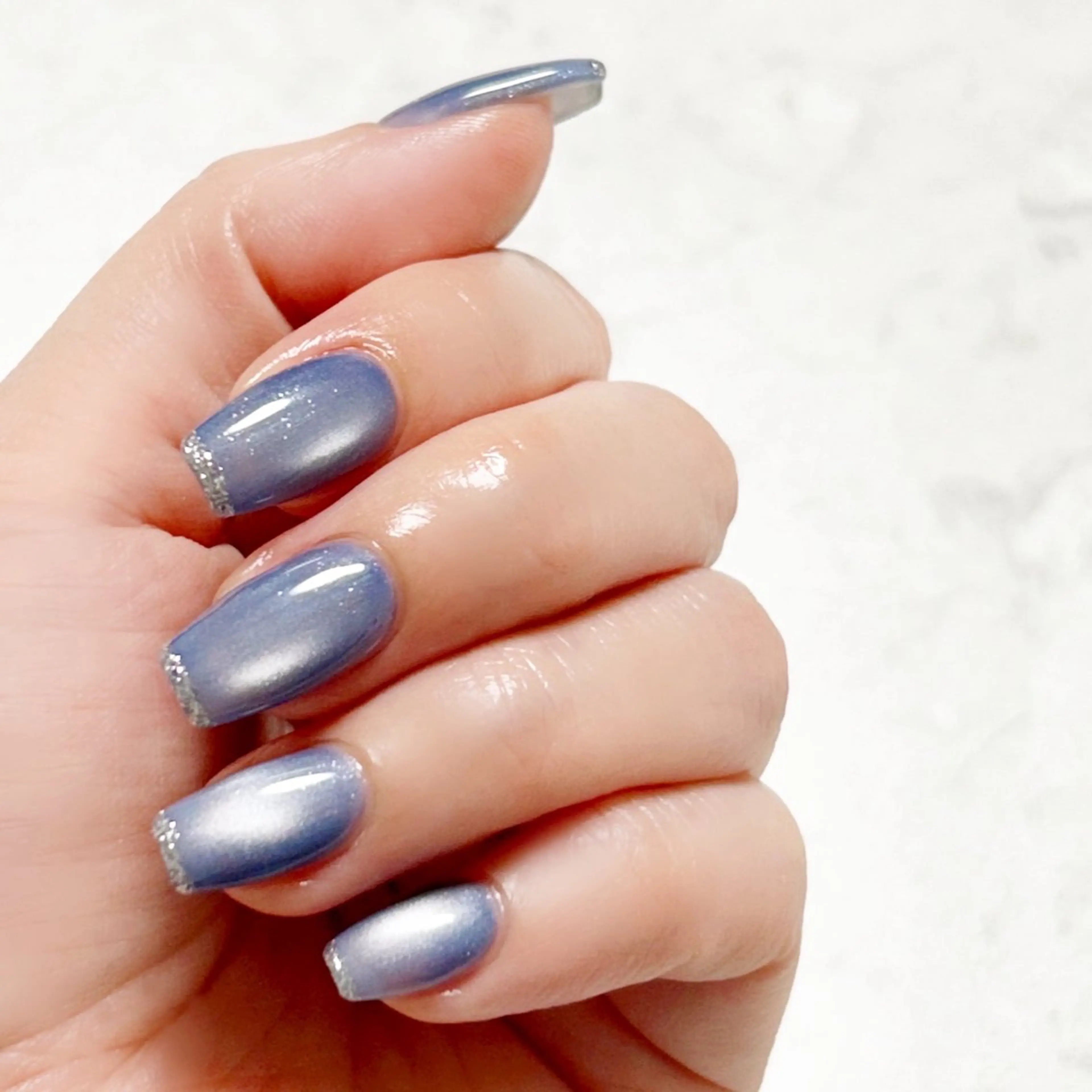 ネイル ラメ(グリッター) マグネットネイル シルバー ハンドネイル private salon Reiのネイルデザイン