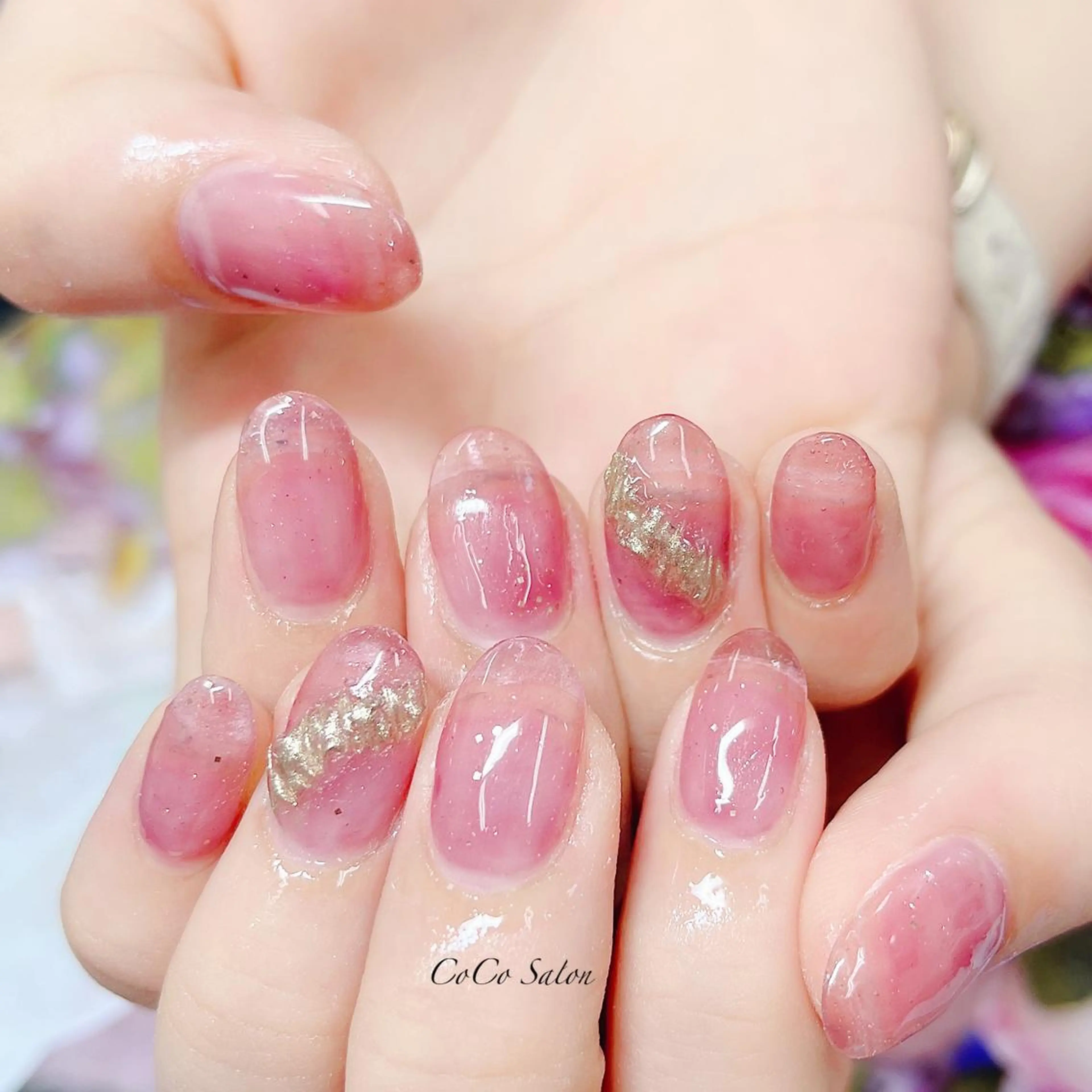 ネイル 長さ出し ジェルネイル ホログラムネイル キラキラネイル ミラーネイル ハンドネイル CoCoSalon ネイル/まつ毛予約のネイルデザイン