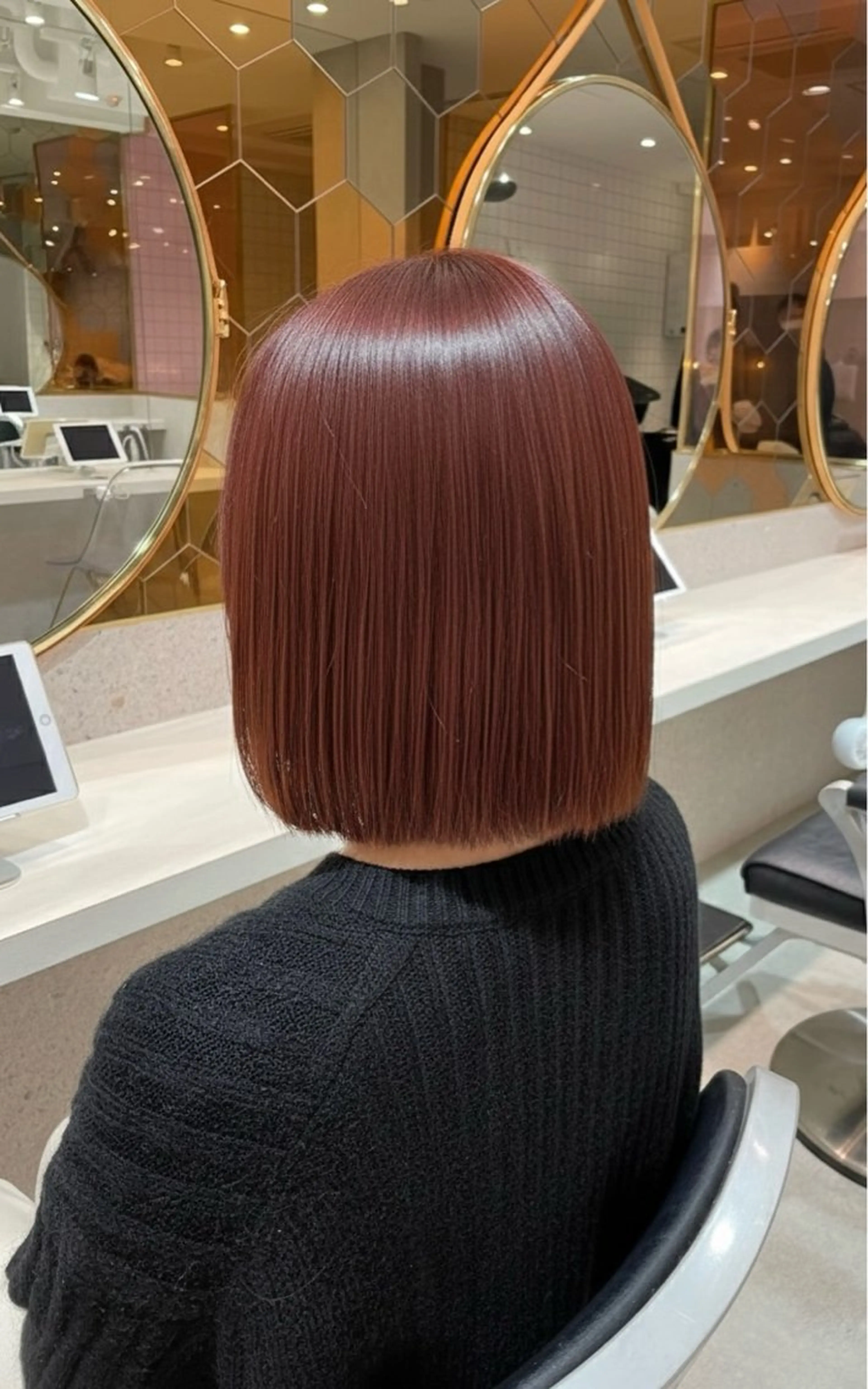 ショート ピンクブラウン ボブ カット ヘアカラー トリートメント 新宿/韓国レイヤー/ 顔周りカット松本美晴のヘアスタイル