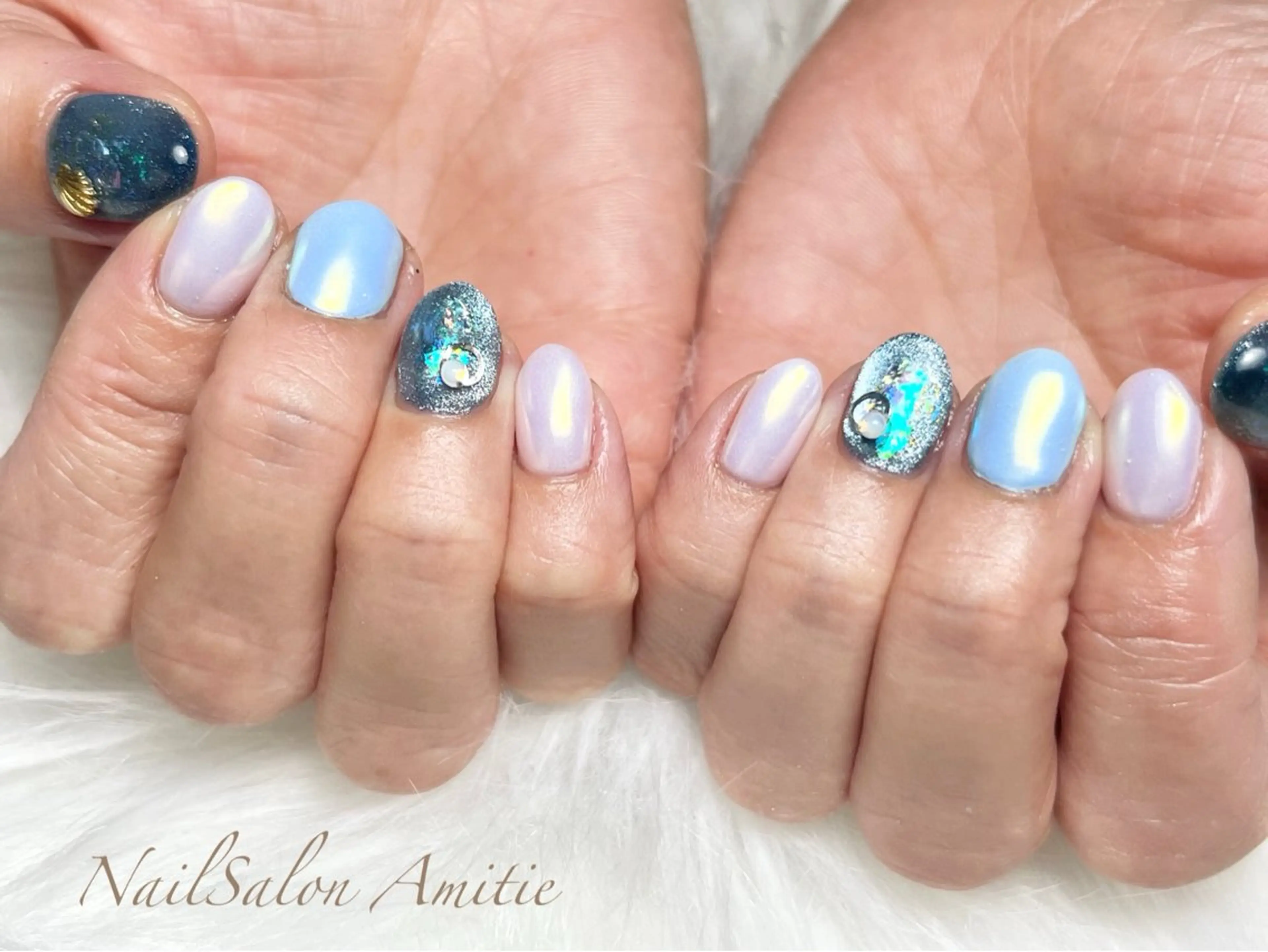 ネイル オーロラネイル マグネットネイル ハンドネイル NailSalon Amitieのネイルデザイン
