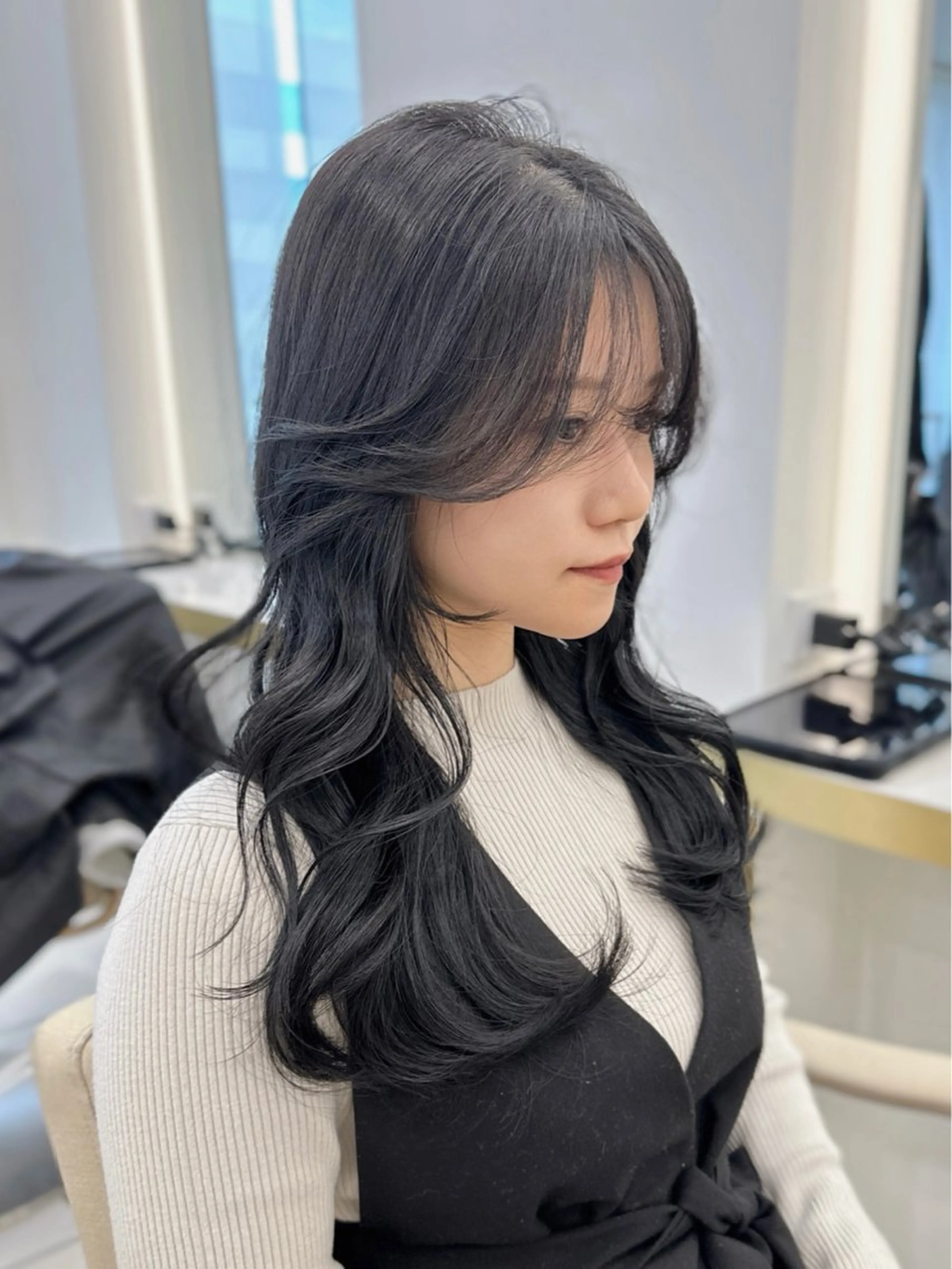 ロング カラー 前髪顔周り/レイヤー 韓国/桔川恒のヘアスタイル