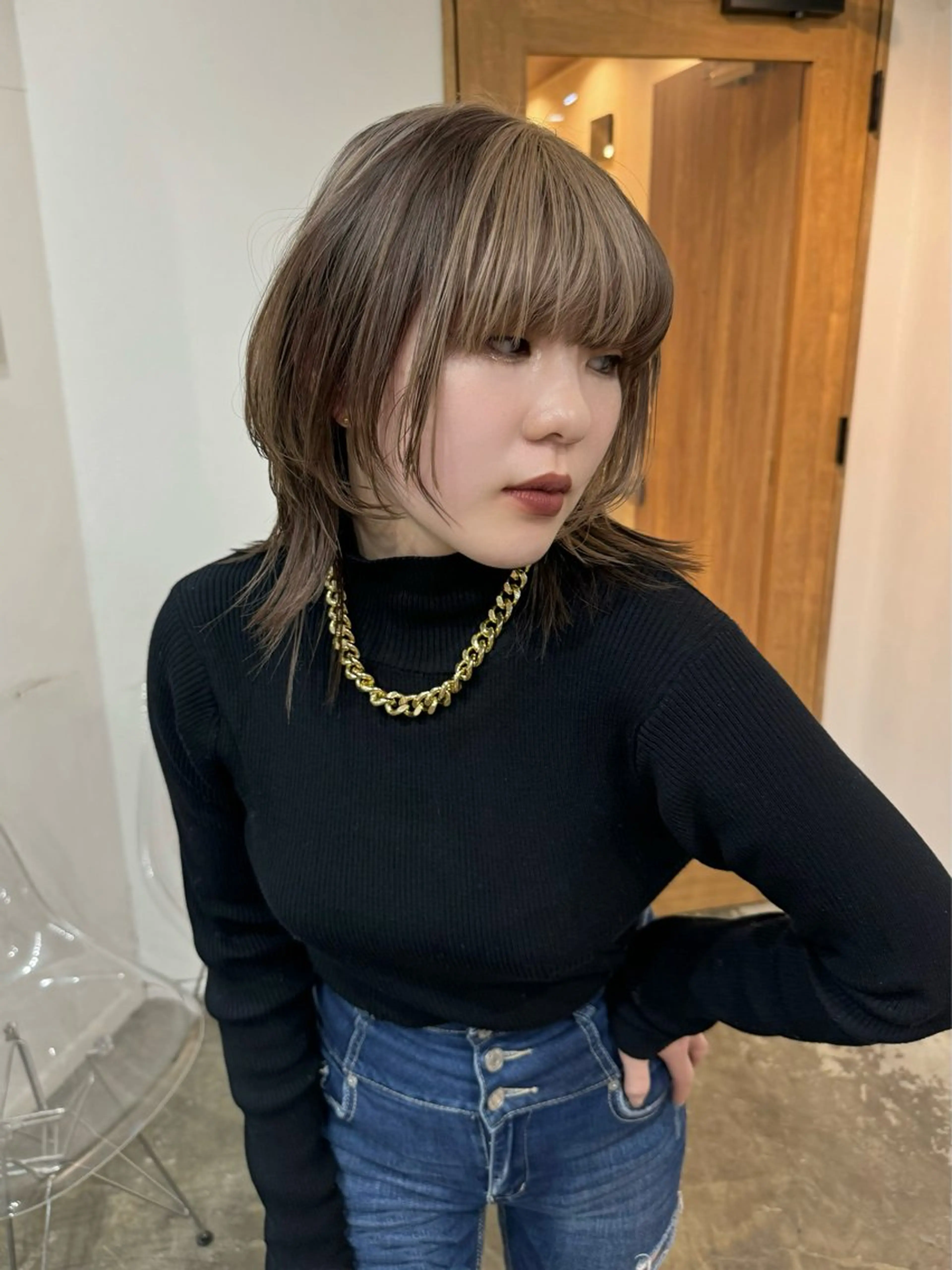 ミディアム カラー 透明感ワンカラー梅田 ダブルカラー/川上のヘアスタイル