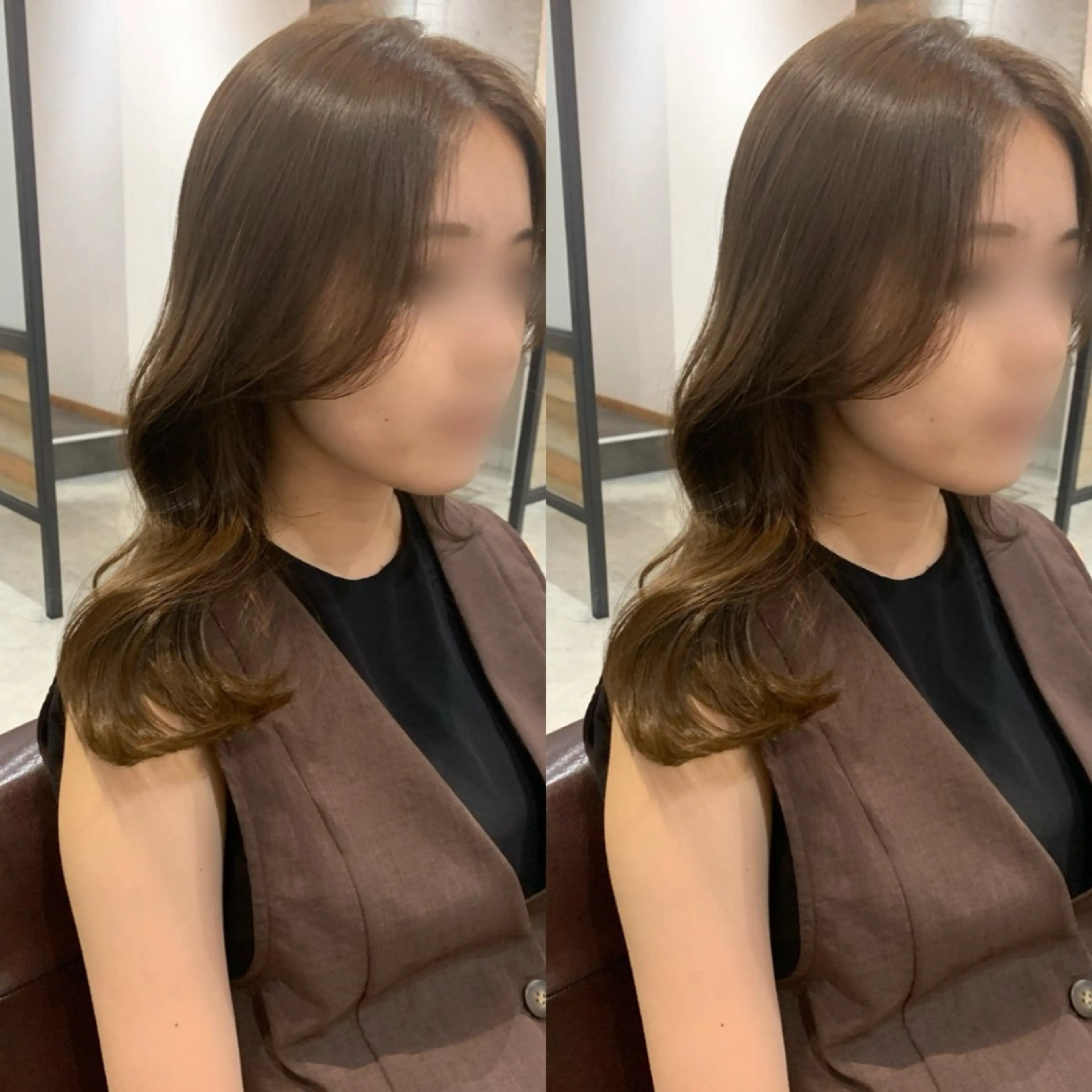 セミロング カラー ヘアアレンジ カット ヘアカラー トリートメント kei/透明感カラー /ベージュ/髪質改善のヘアスタイル