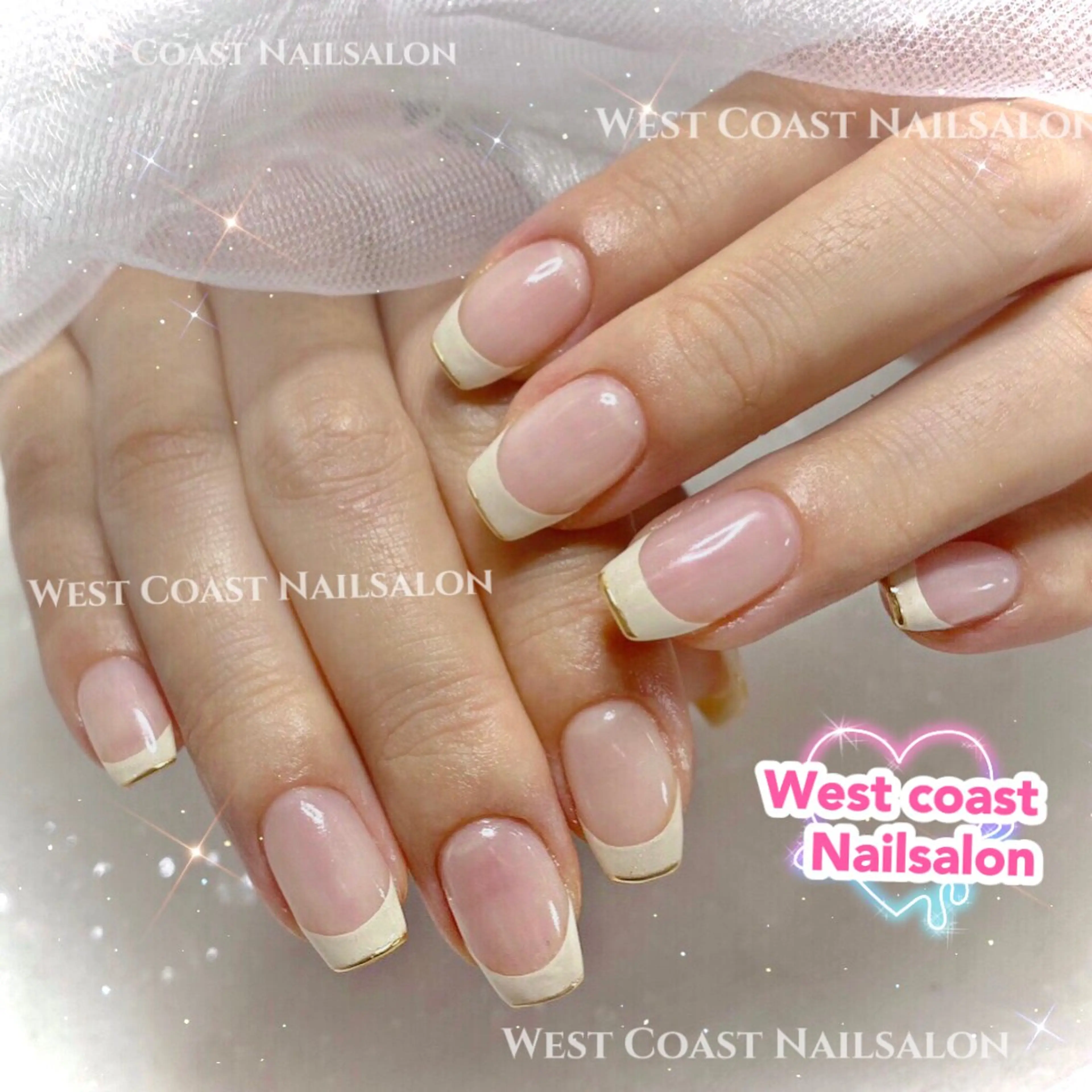 ネイル フレンチネイル リボン、ガーリー パーツ放題専門店のネイルデザイン