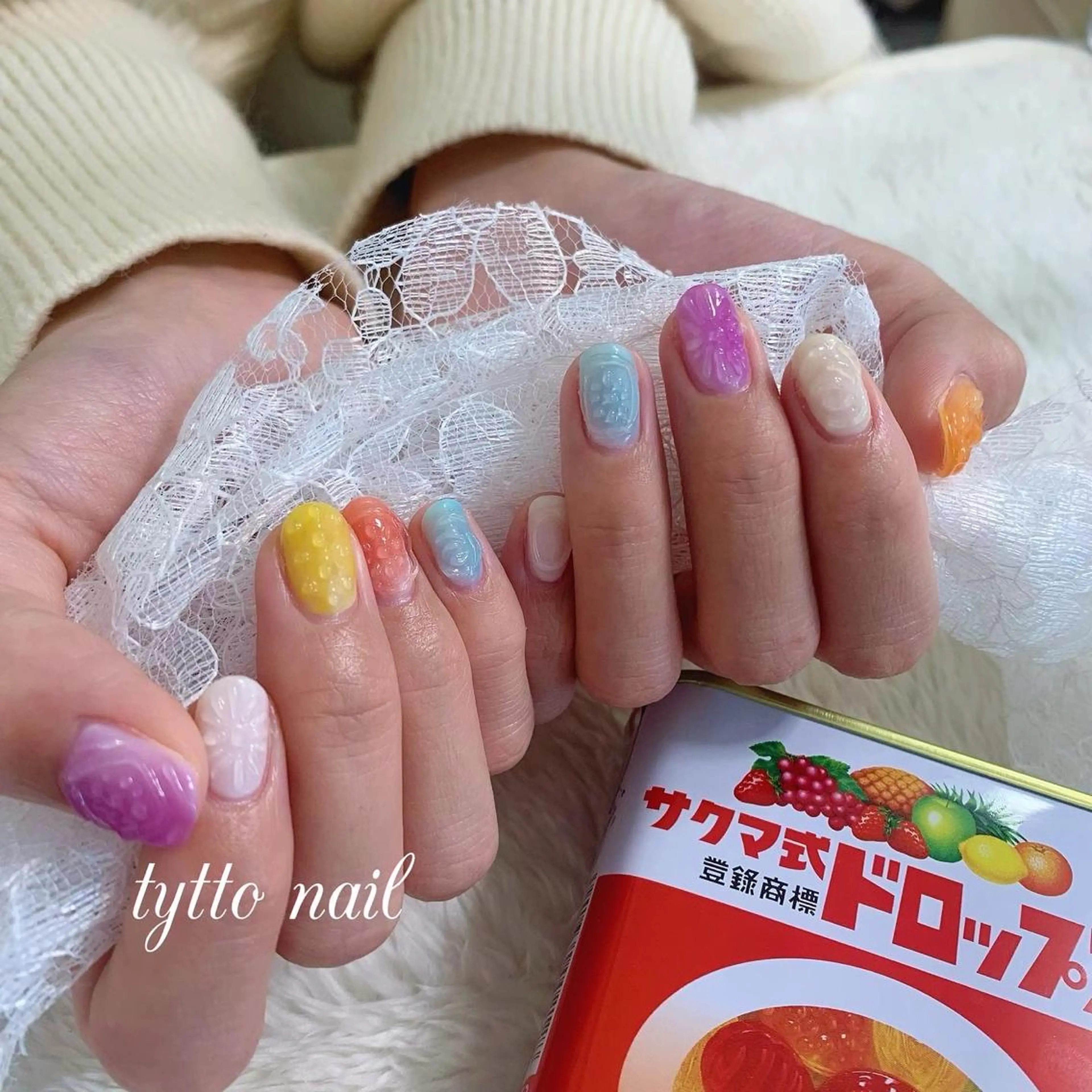 ネイル 韓国ネイル ぷっくりネイル 春ネイル ハンドネイル tytto nail ❤︎‪‪eri‪‪のネイルデザイン