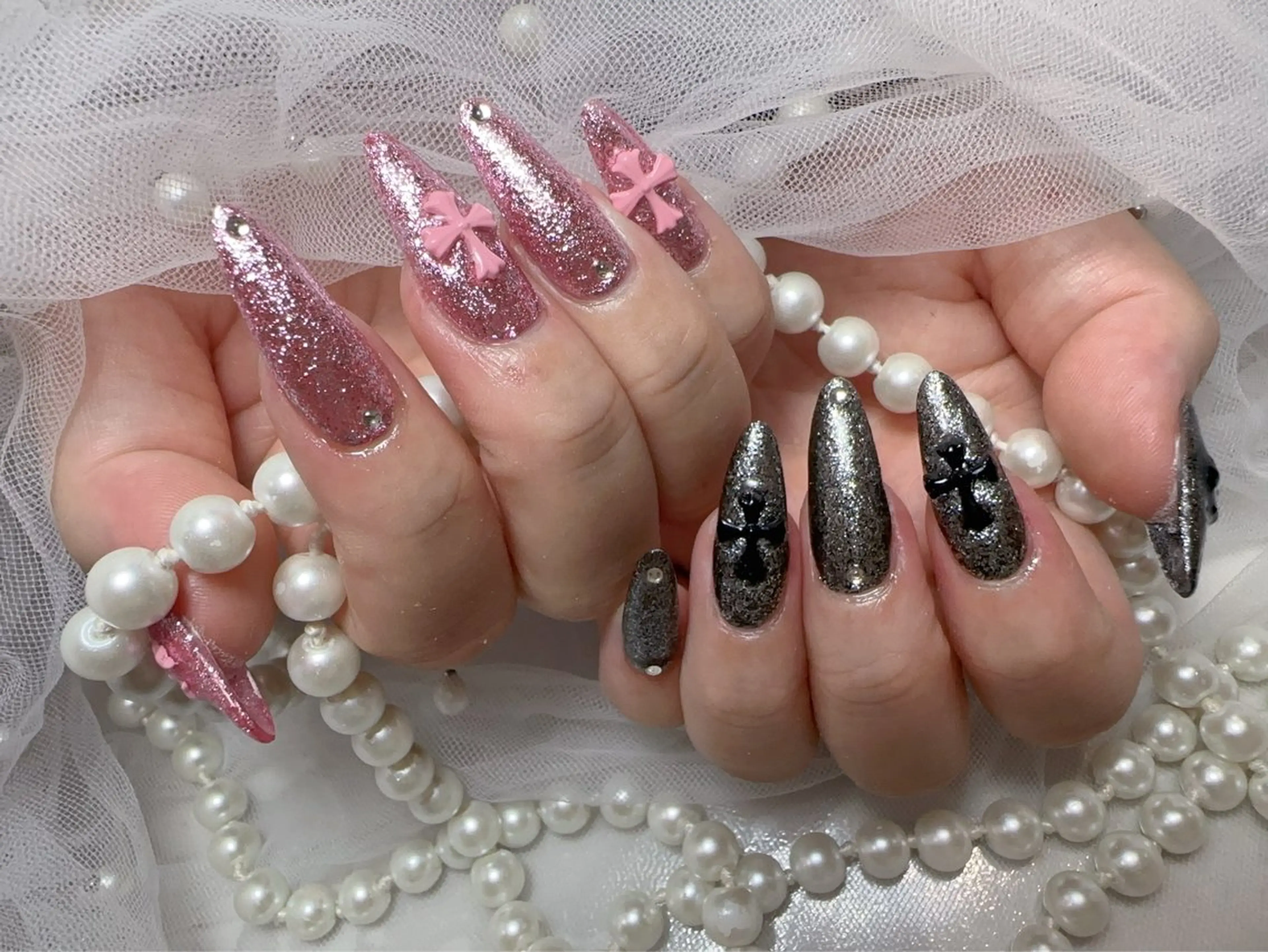 ネイル アートネイル フラッシュネイル フレンチネイル ジェルネイル ガラスフレンチ ハンドネイル You&Me Miyuのネイルデザイン