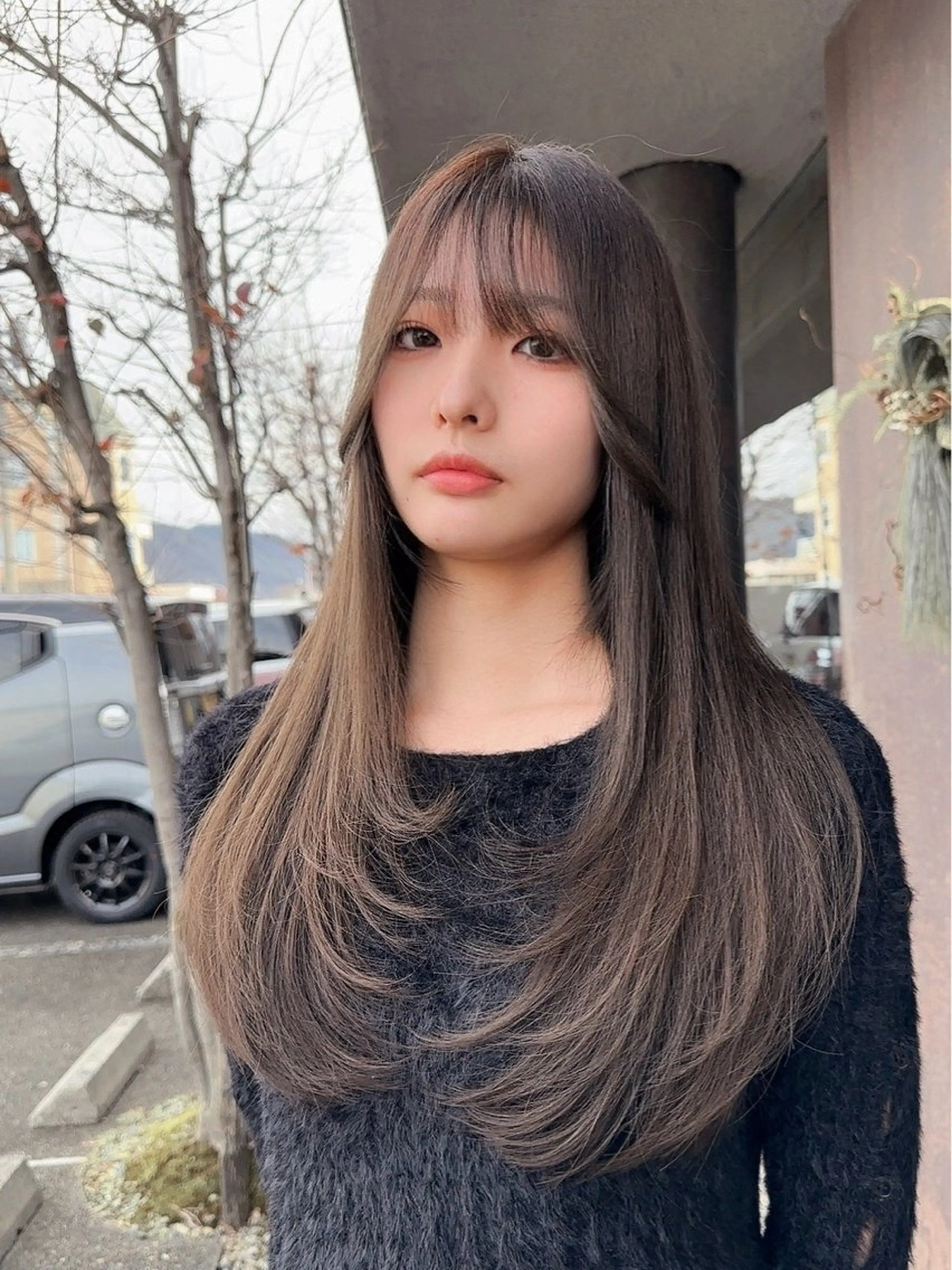 ロング カラー グレージュ 韓国風ヘア レイヤーカット カット ヘアカラー トリートメント 韓国ヘア/レイヤー /大嶽佑馬のヘアスタイル