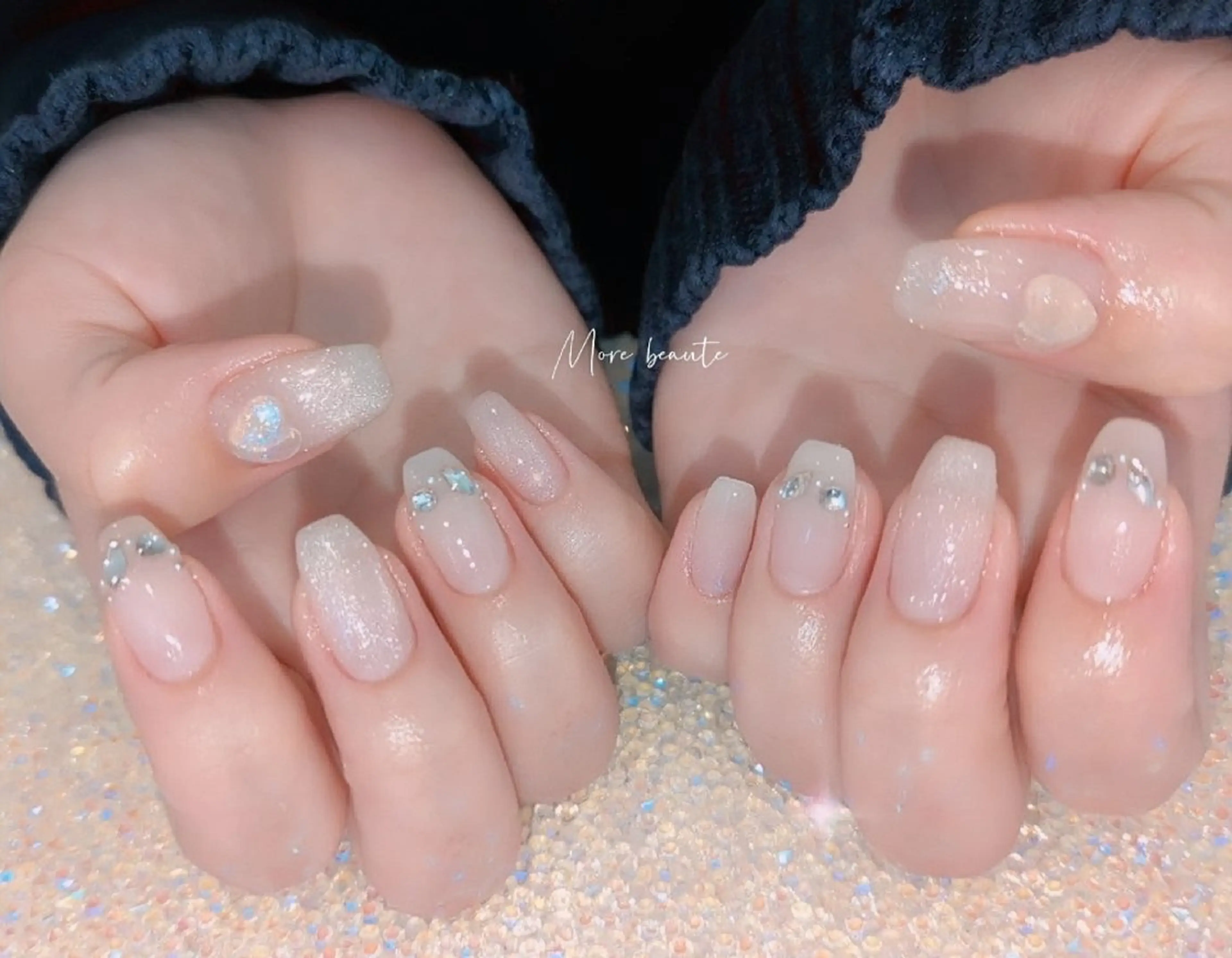 ネイル アートネイル ジェルネイル ハート 韓国ネイル マグネットネイル ハンドネイル I LOVE ME  NAIL.｡.:*♡のネイルデザイン