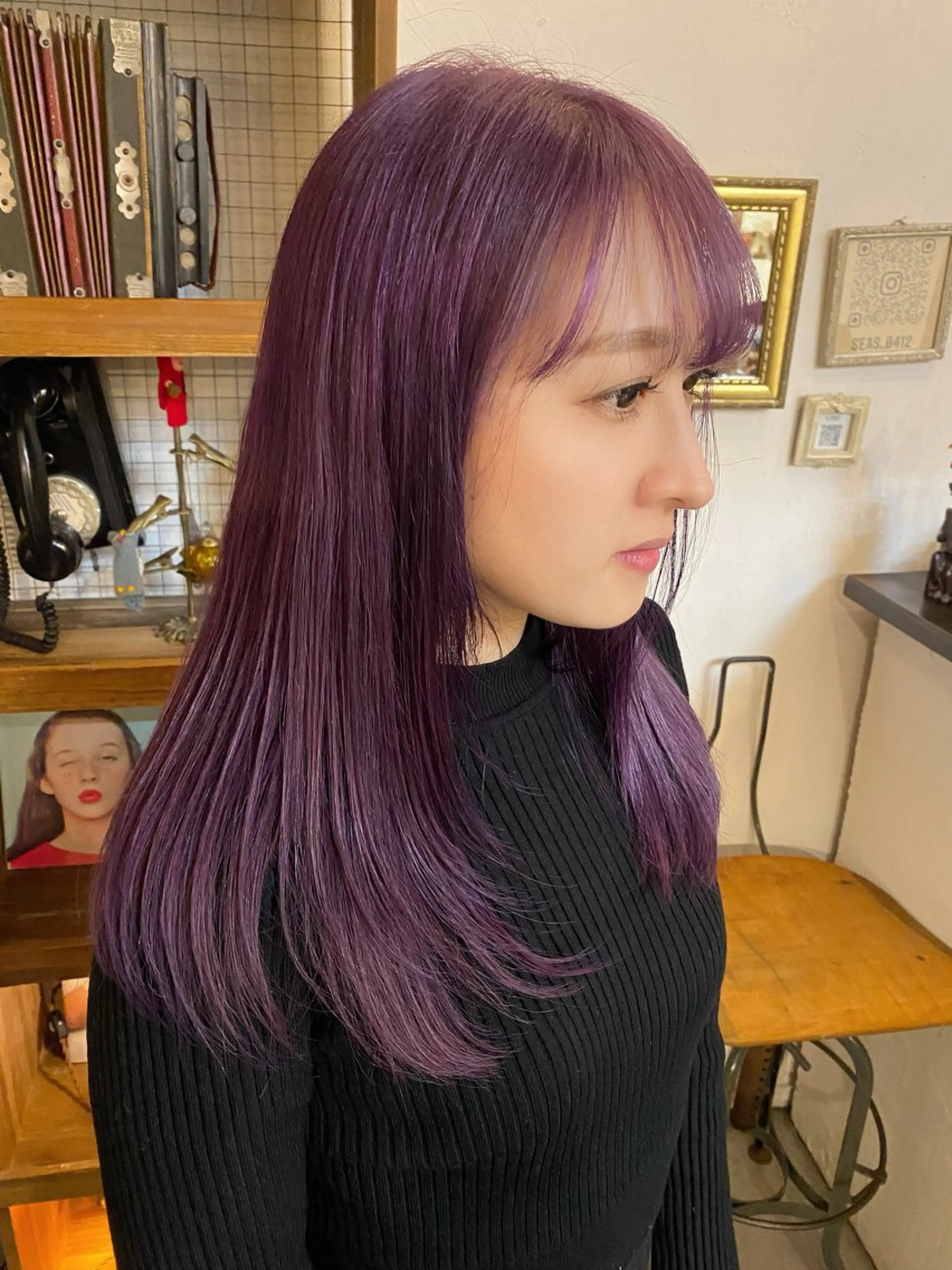 ロング パープルカラー ヘアカラー sea's所属・ヒラカホ/矢場町/ ブリーチ/似合わせのヘアスタイル