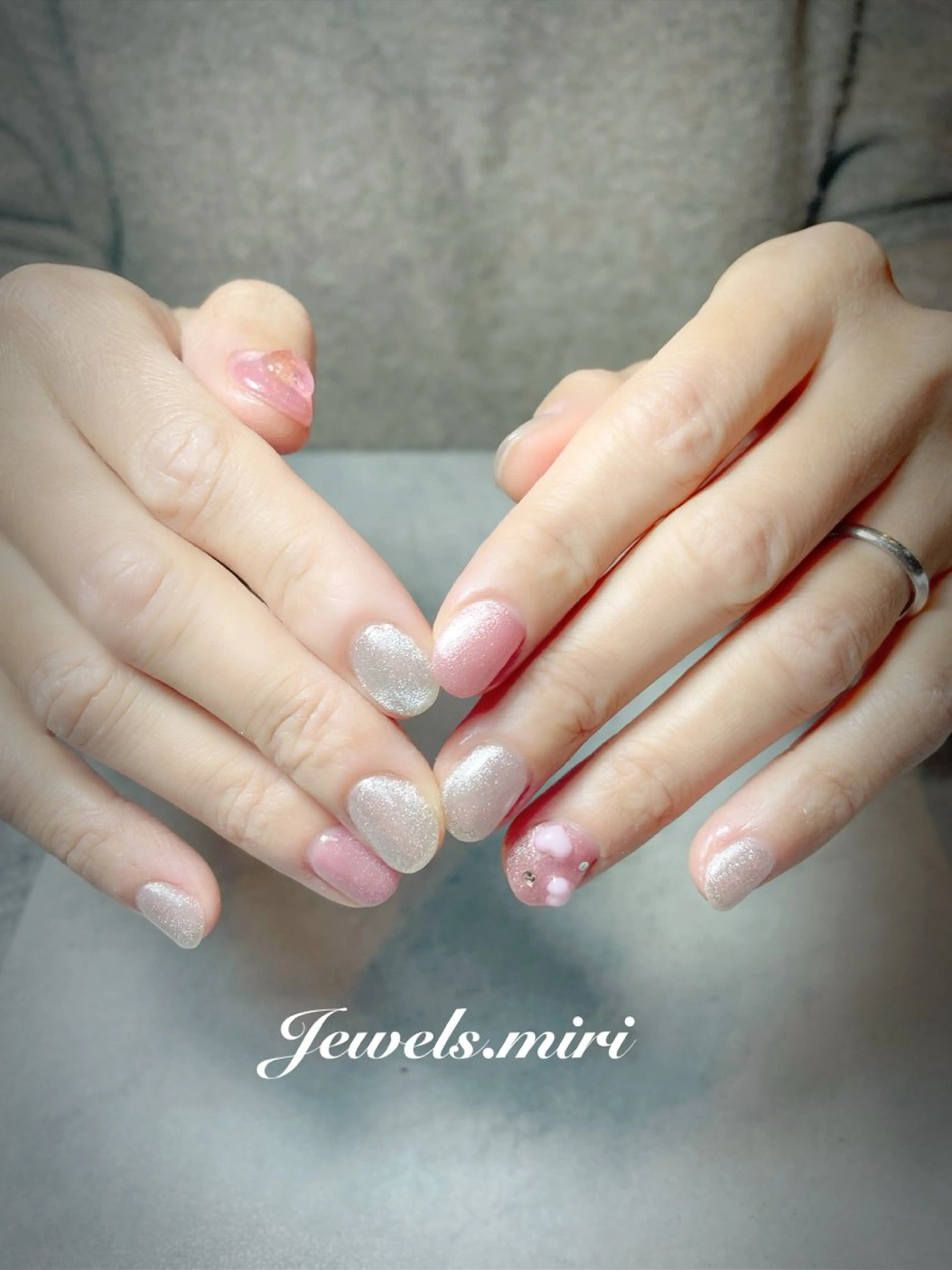 ネイル 成人式 ハート マグネットネイル ワンカラーネイル ピンク Jewels nail lily 白楽所属・ネイルサロン Jewels Mのネイルデザイン