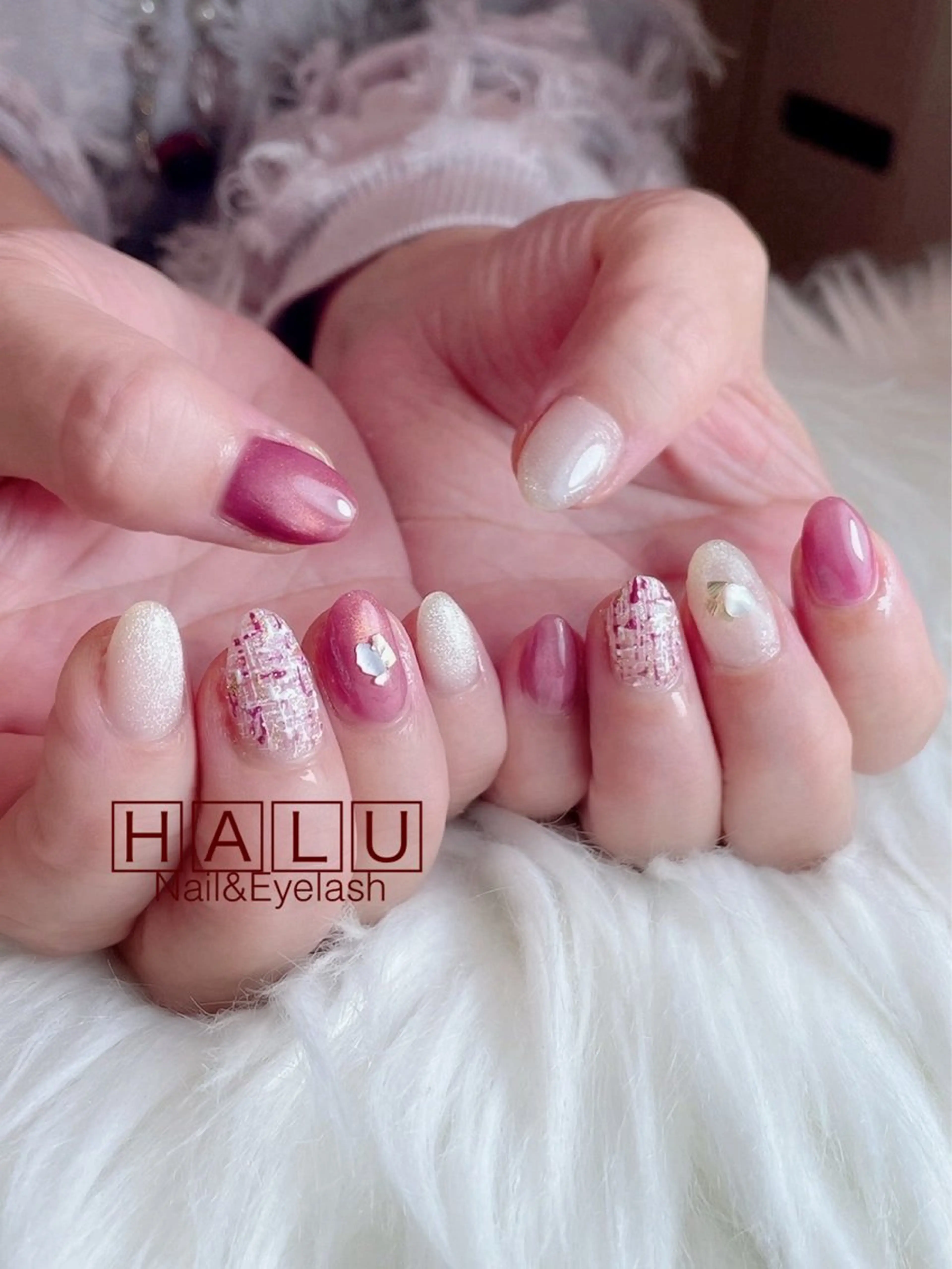 ネイル ツイードネイル ハンドネイル フットネイル HALU ハルのネイルデザイン