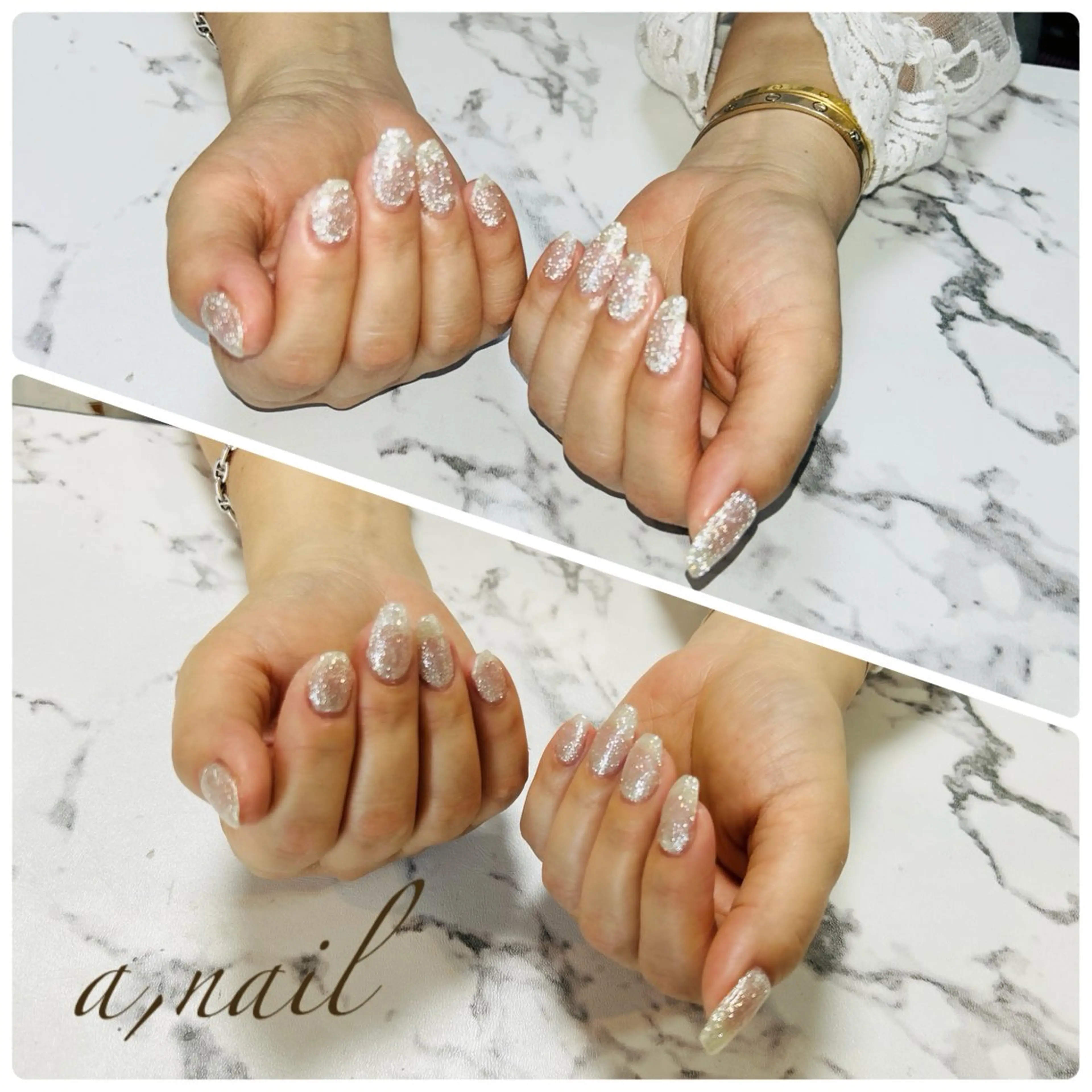 ネイル フラッシュネイル ジェルネイル キラキラネイル パラジェル シンプルネイル ハンドネイル ネイルサロン エーネイルのネイルデザイン