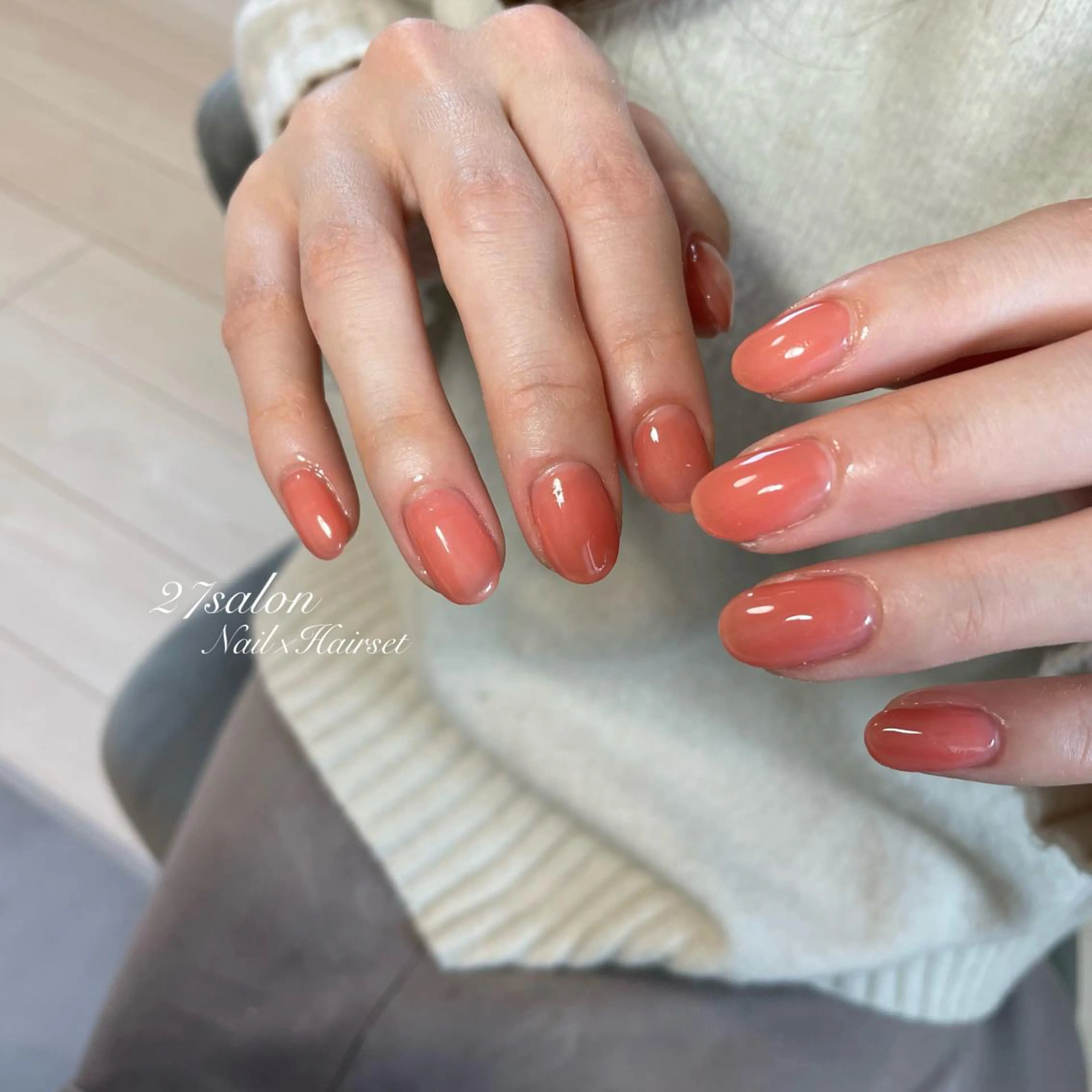 ネイル ワンカラーネイル ピンク 27salon yuinaのネイルデザイン