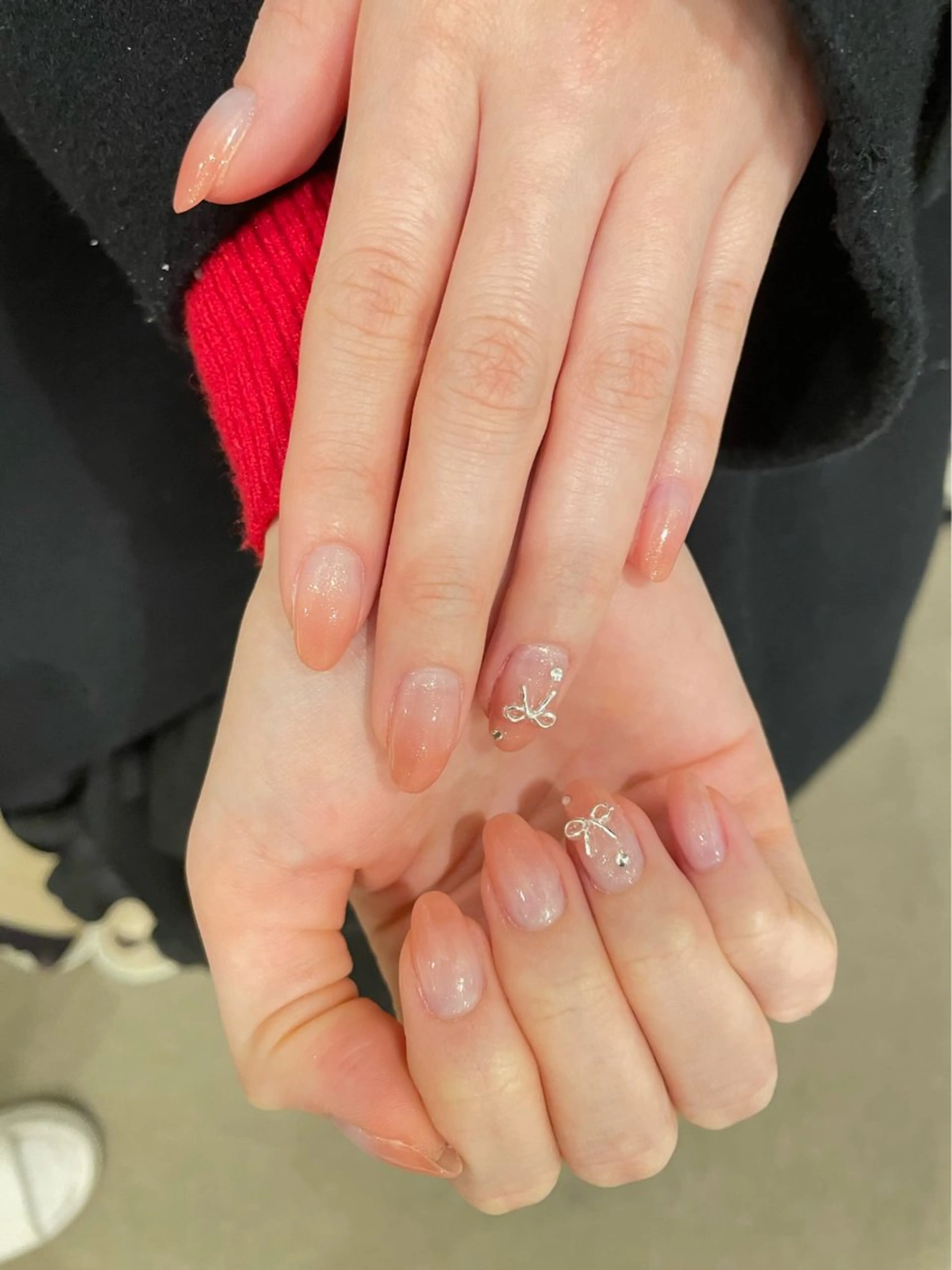 ネイル オーロラネイル チークネイル フレンチネイル ガラスフレンチ グラデーション H&Bsalon カイのネイルデザイン