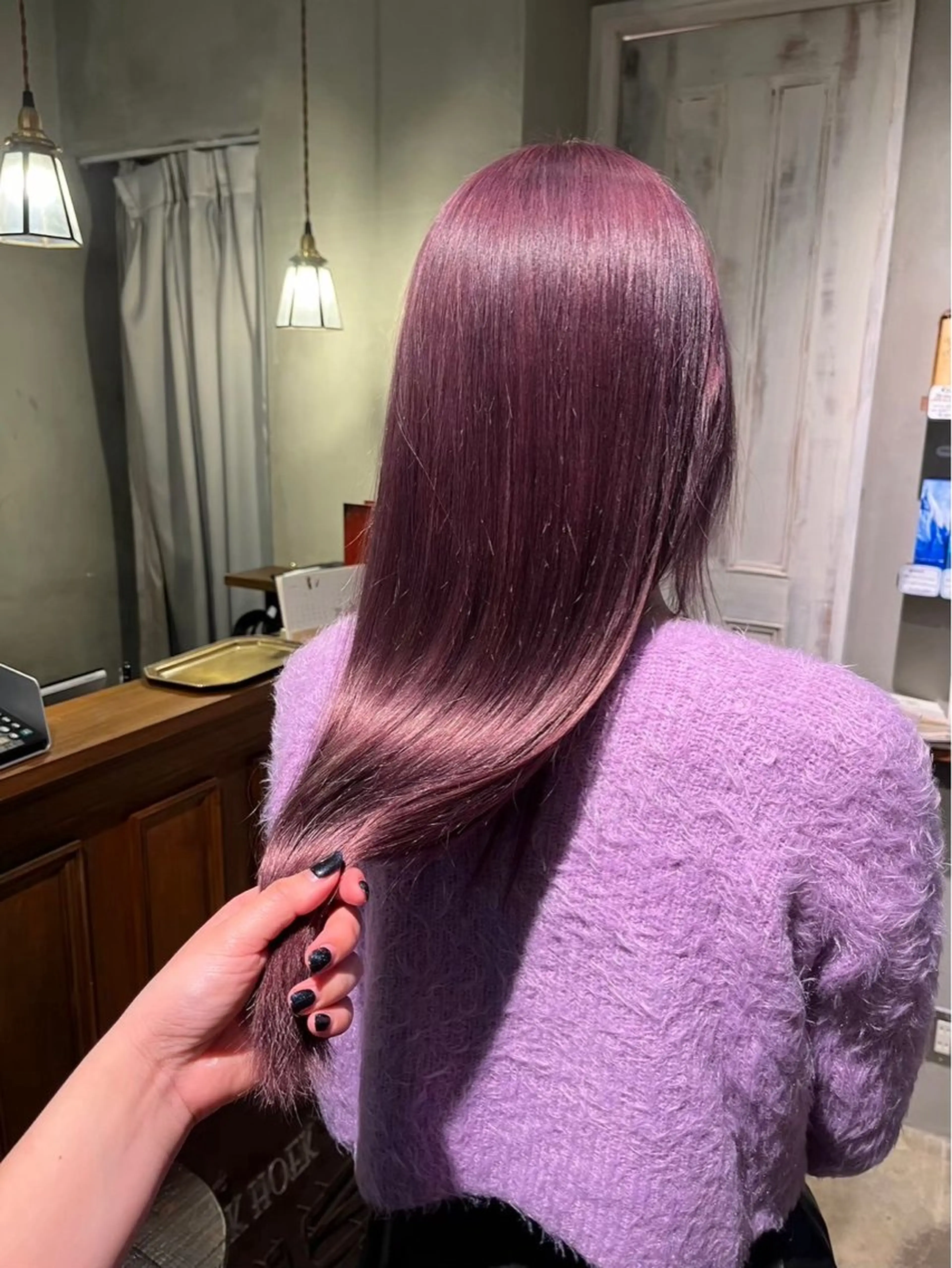 ロング カラー ラベンダーカラー ピンクカラー ピンクラベンダー ヘアカラー saya 🧸 カット/縮毛矯正のヘアスタイル